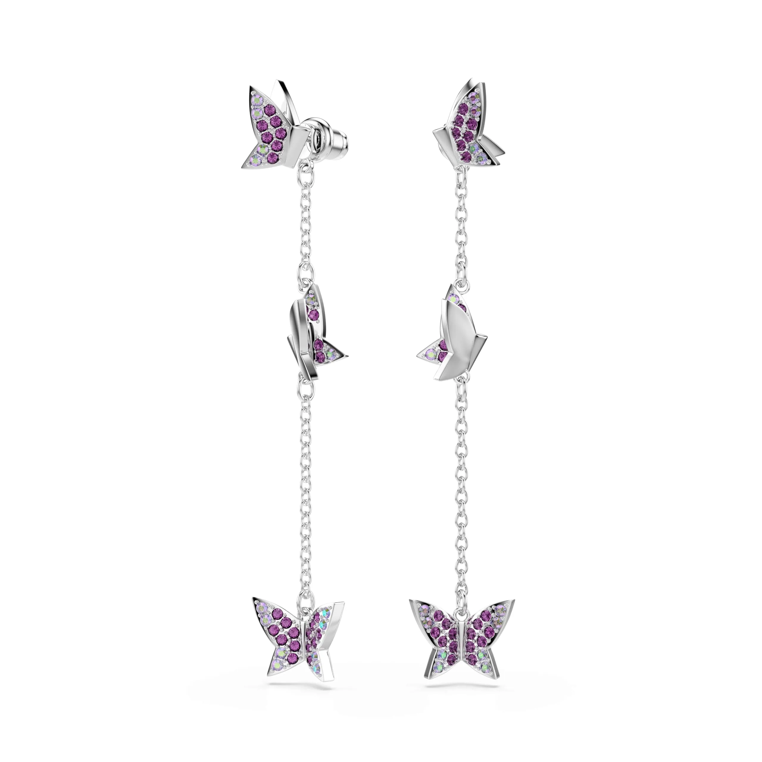 Swarovski Orecchini Idyllia, Taglio Round, Farfalla, Placcato rodio - immagine 1
