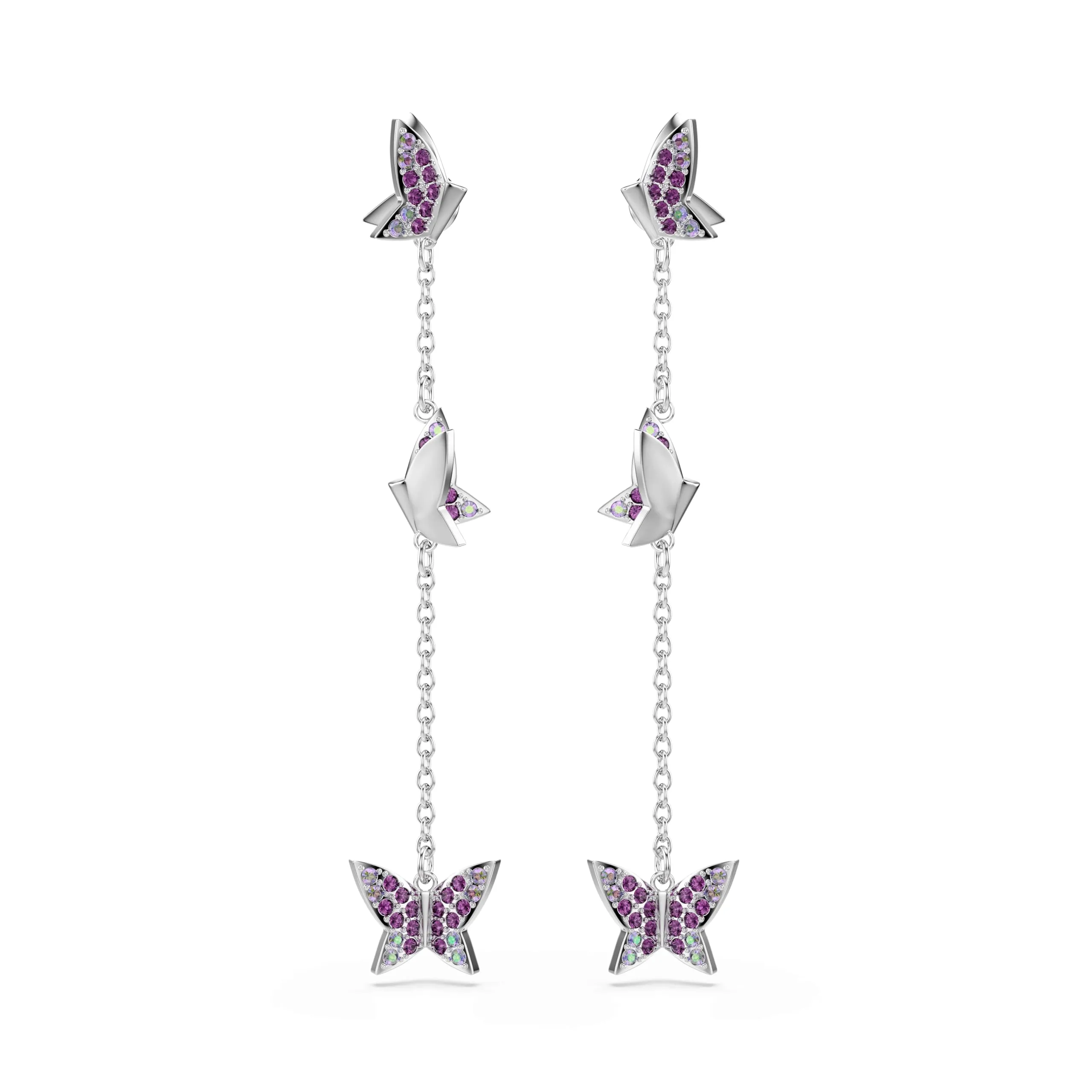Swarovski Orecchini Idyllia, Taglio Round, Farfalla, Placcato rodio - immagine 2