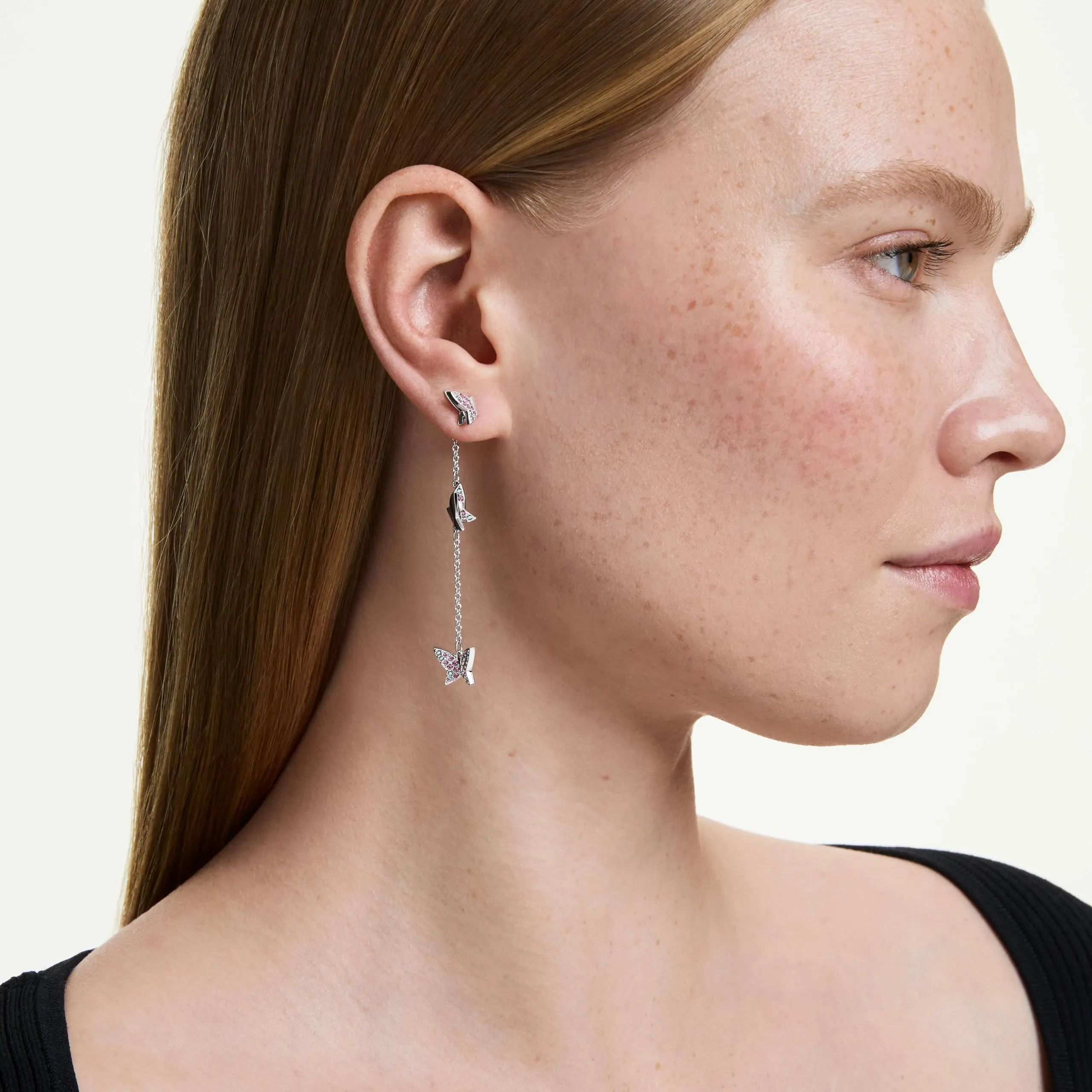 Swarovski Orecchini Idyllia, Taglio Round, Farfalla, Placcato rodio - immagine 5