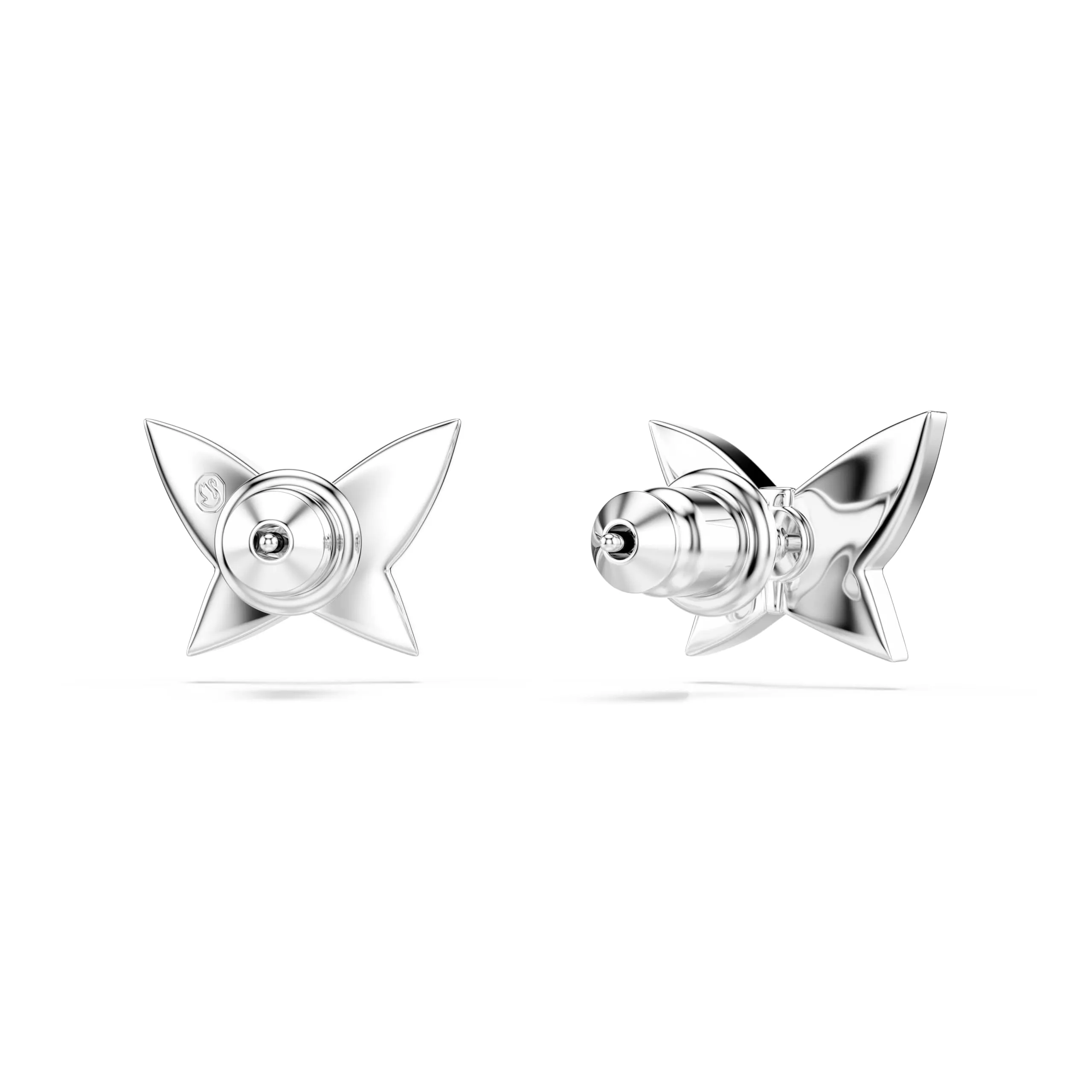 Swarovski Idyllia Orecchini A Bottone, Taglio Rotondo, Farfalla, Viola, Placcato Rodio - immagine 4