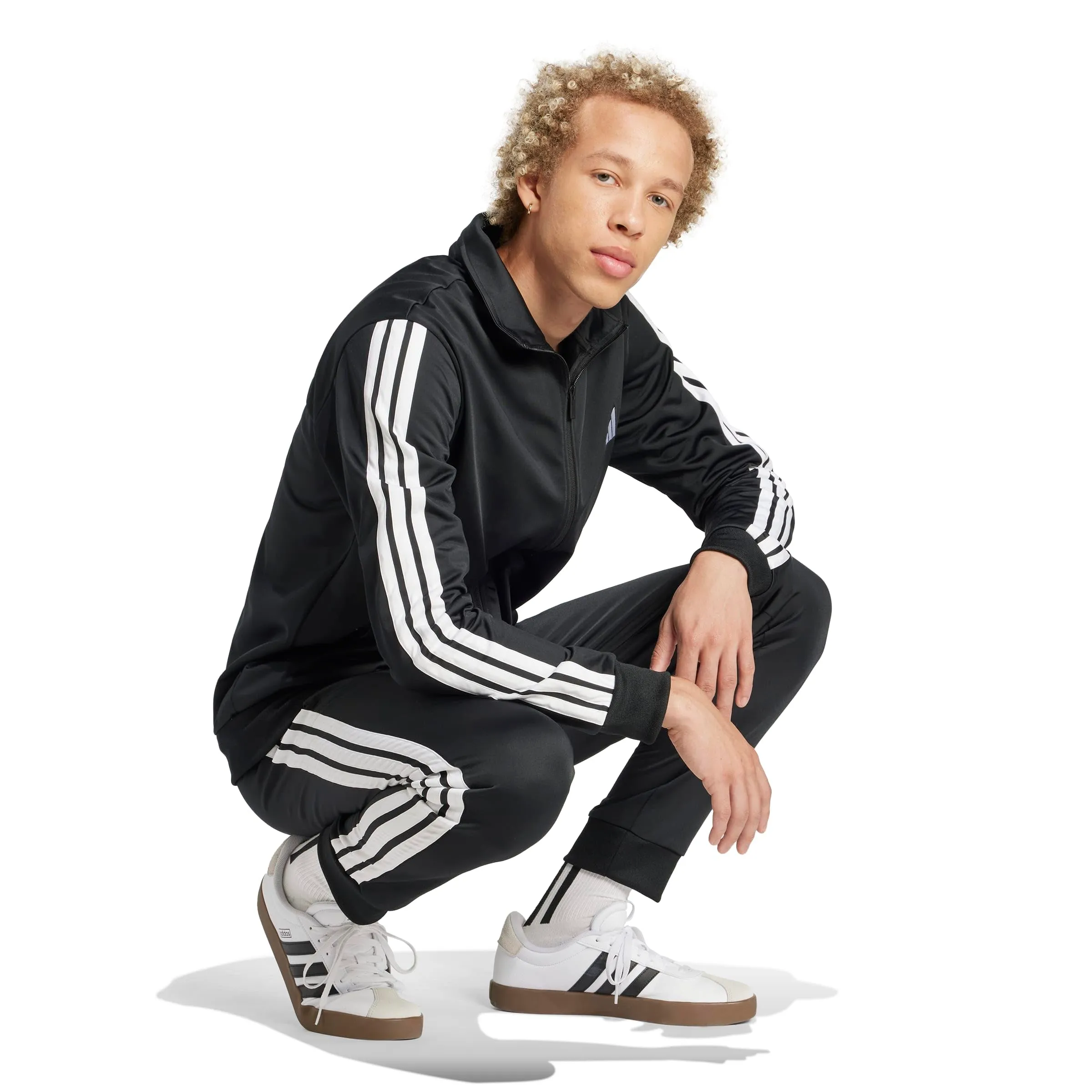 adidas Uomo Sportswear Basic 3 Stripes Tricot Track Suit, Black, XL Extra Tall - immagine 3