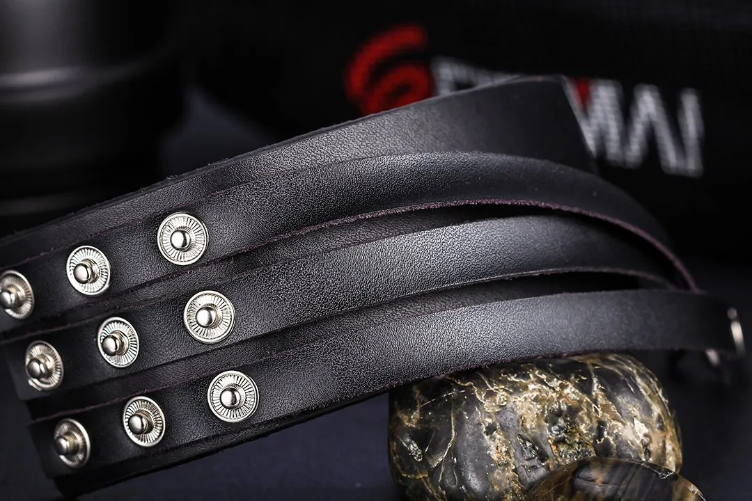 Bracciale in Pelle Cuoio da Uomo: Stile Elegante e Versatile per il Tuo Look Colore Nero - immagine 3