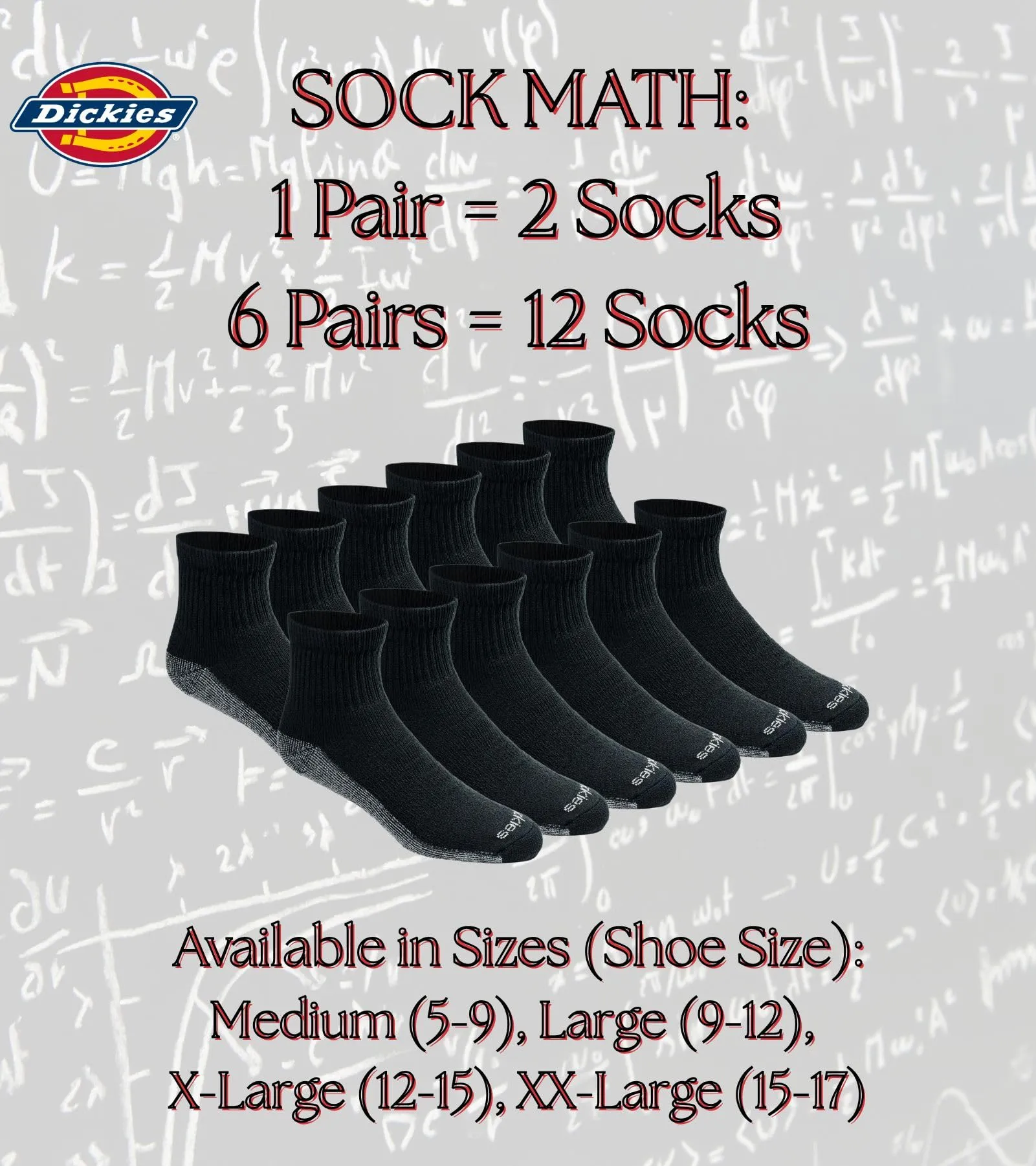 Dickies Dri-tech - Calzini da uomo con controllo dell'umidità, disponibili in M-XXL (6, 12, 18 paia), Nero (6 paia), X-Large - immagine 5