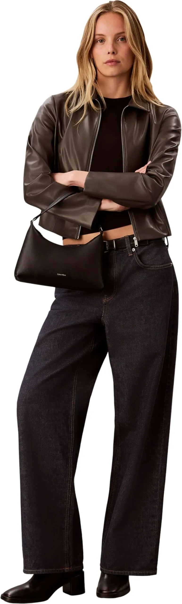 Calvin Klein Women Handbags FOIL LOGO SMALL SHOULDER BAGLV04F3890G BLACK (Black/Toasted Coconut), One Size - immagine 2