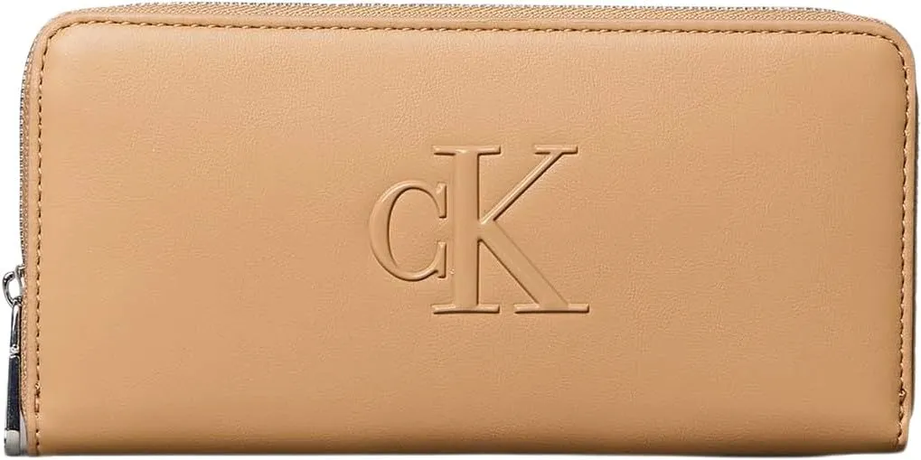 Calvin Klein Donna Portafoglio Bold Long Zip Around con Logo, Marrone (Tannin), Taglia Unica - immagine 1