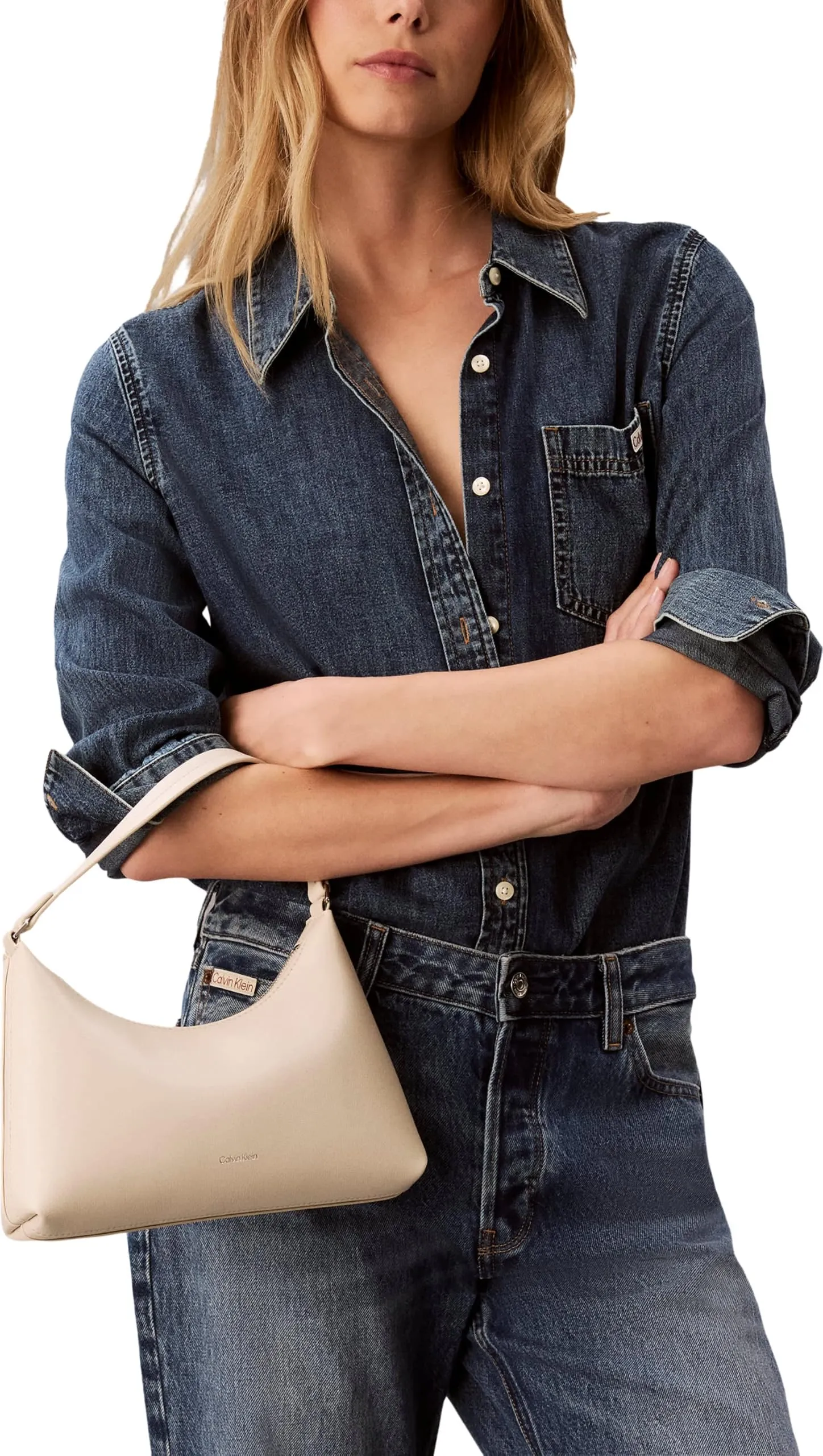 Calvin Klein Women Handbags FOIL LOGO SMALL SHOULDER BAGLV04F3890G WHITE (Light Hay), One Size - immagine 2