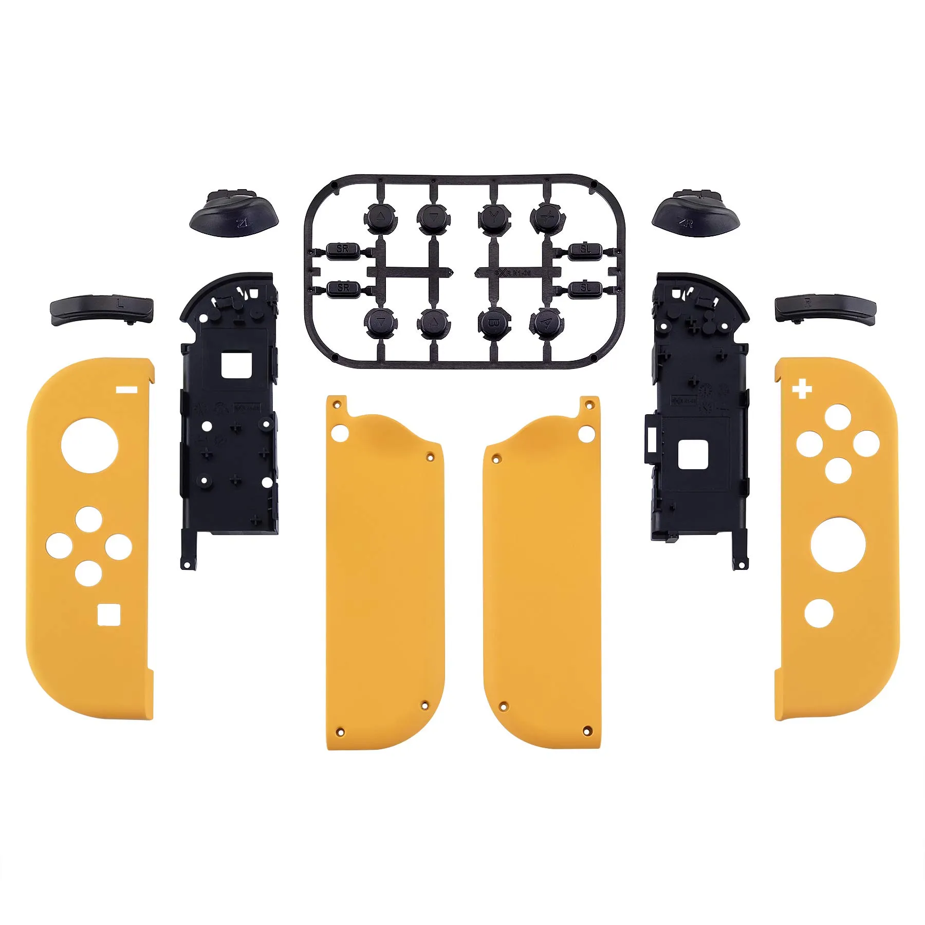 eXtremeRate Cover Joycon Scocca Tasti DIY Ricambio per Nintendo Switch/Switch OLED,Shell Grip Custodia Case Guscio Pulsanti per Joystick Controller,Senza Joycon-Giallo - immagine 2
