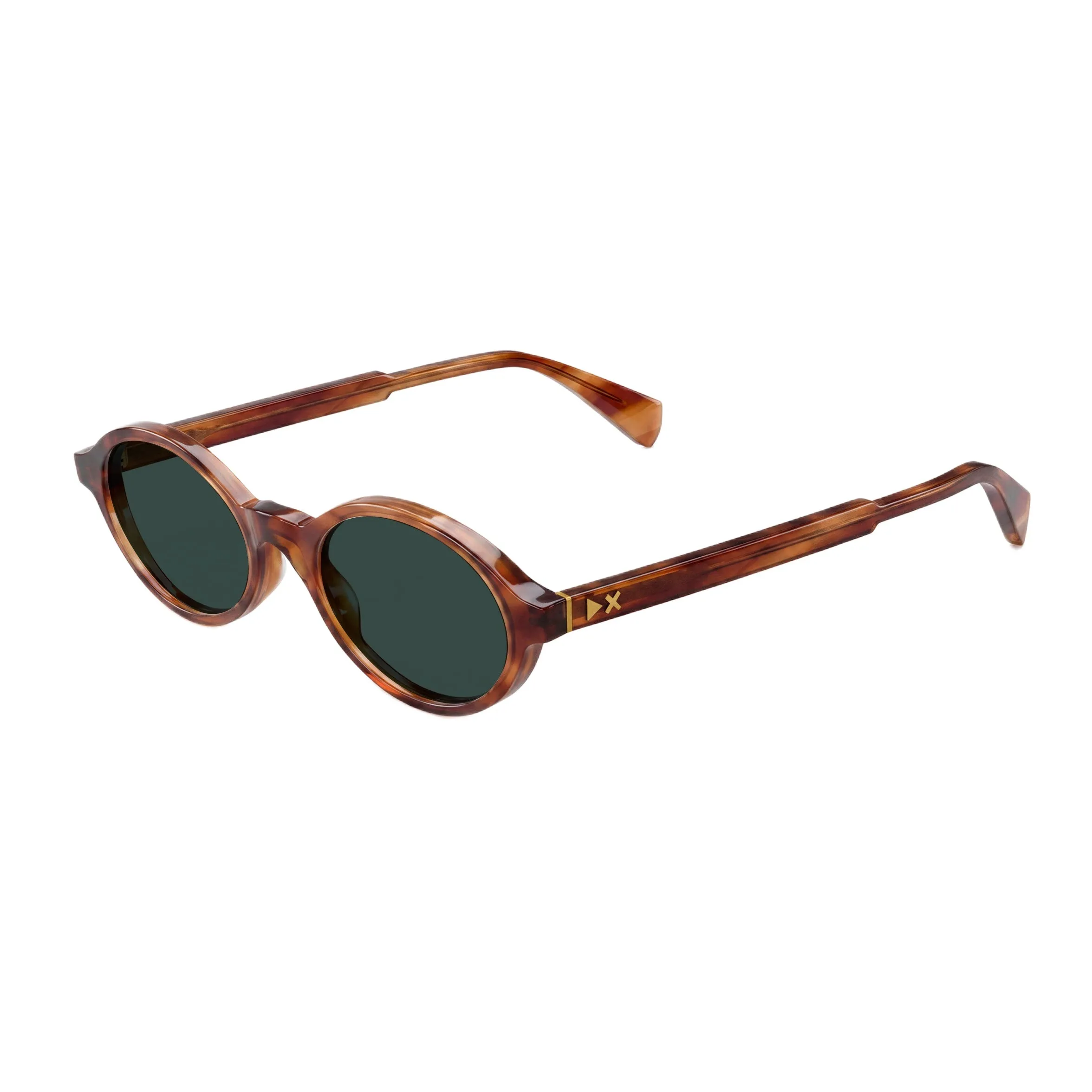 XLAB Unisex Lero Occhiali da sole Acetato Miele Verde G15 Rotonda Polarizzata - immagine 4