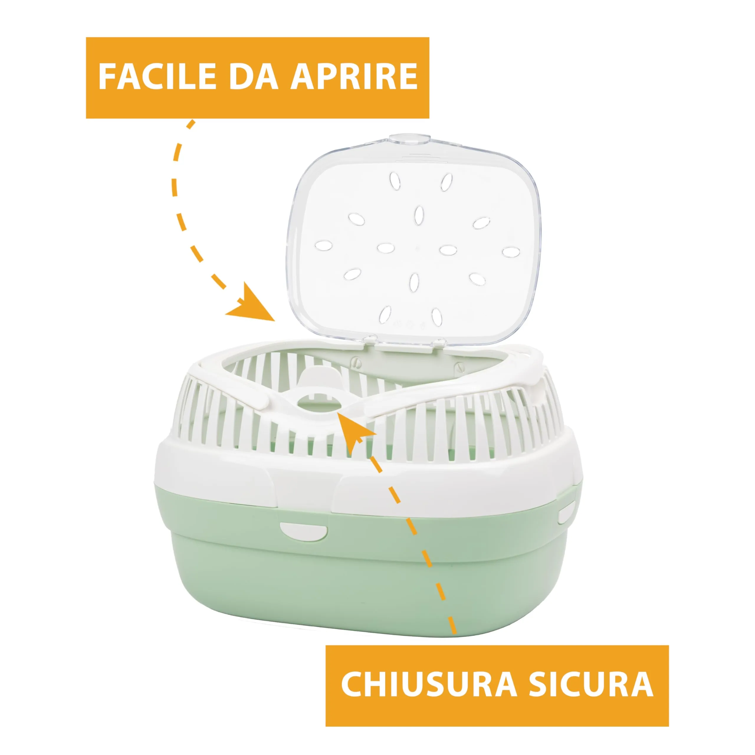 Ferplast Trasportino per Conigli, Porcellini d'india e ratti ALADINO LARGE, Plastica con Coperchio Trasparente, Fessure di ventilazione e Maniglia - immagine 4