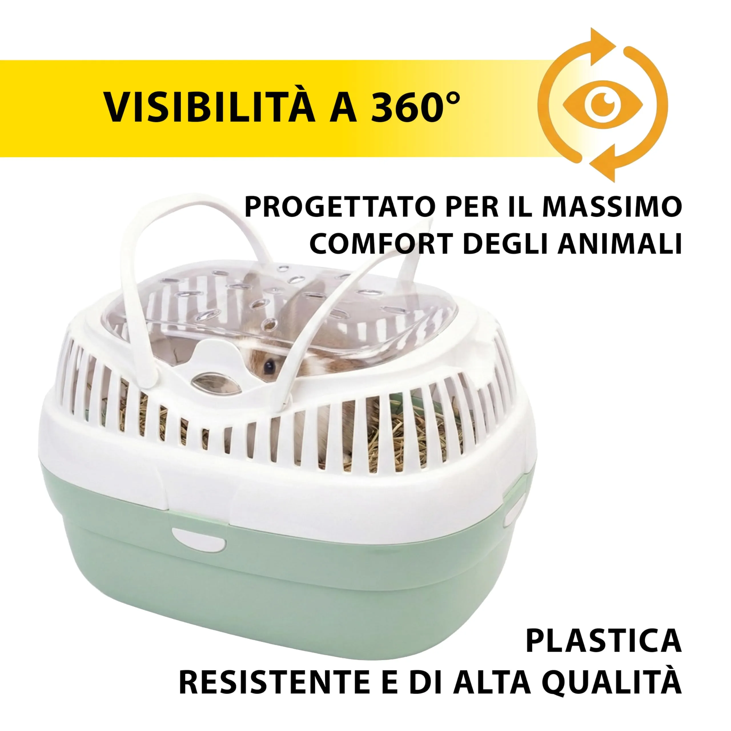 Ferplast Trasportino per Conigli, Porcellini d'india e ratti ALADINO LARGE, Plastica con Coperchio Trasparente, Fessure di ventilazione e Maniglia - immagine 6