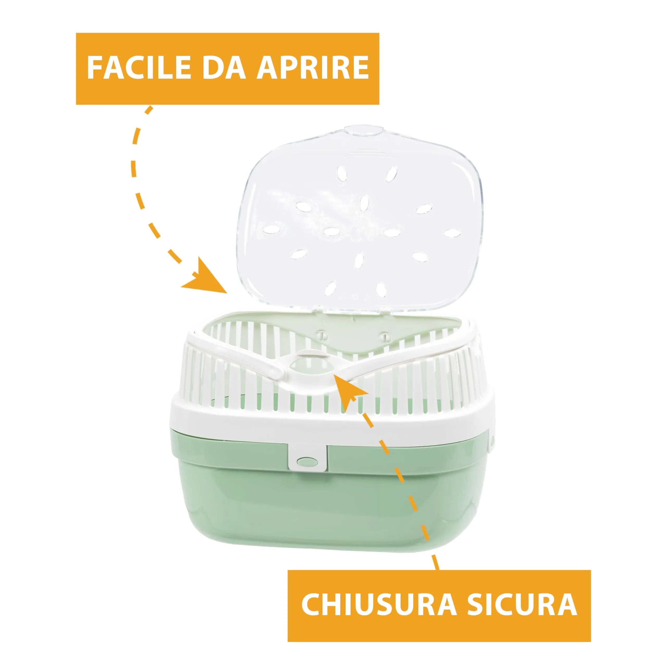 Ferplast Trasportino per porcellini d'india e altri roditori ALADINO MEDIUM Fessure di ventilazione, Comoda maniglia, Chiusura sicura, 30 x 23 x h 21 cm Blu - immagine 4