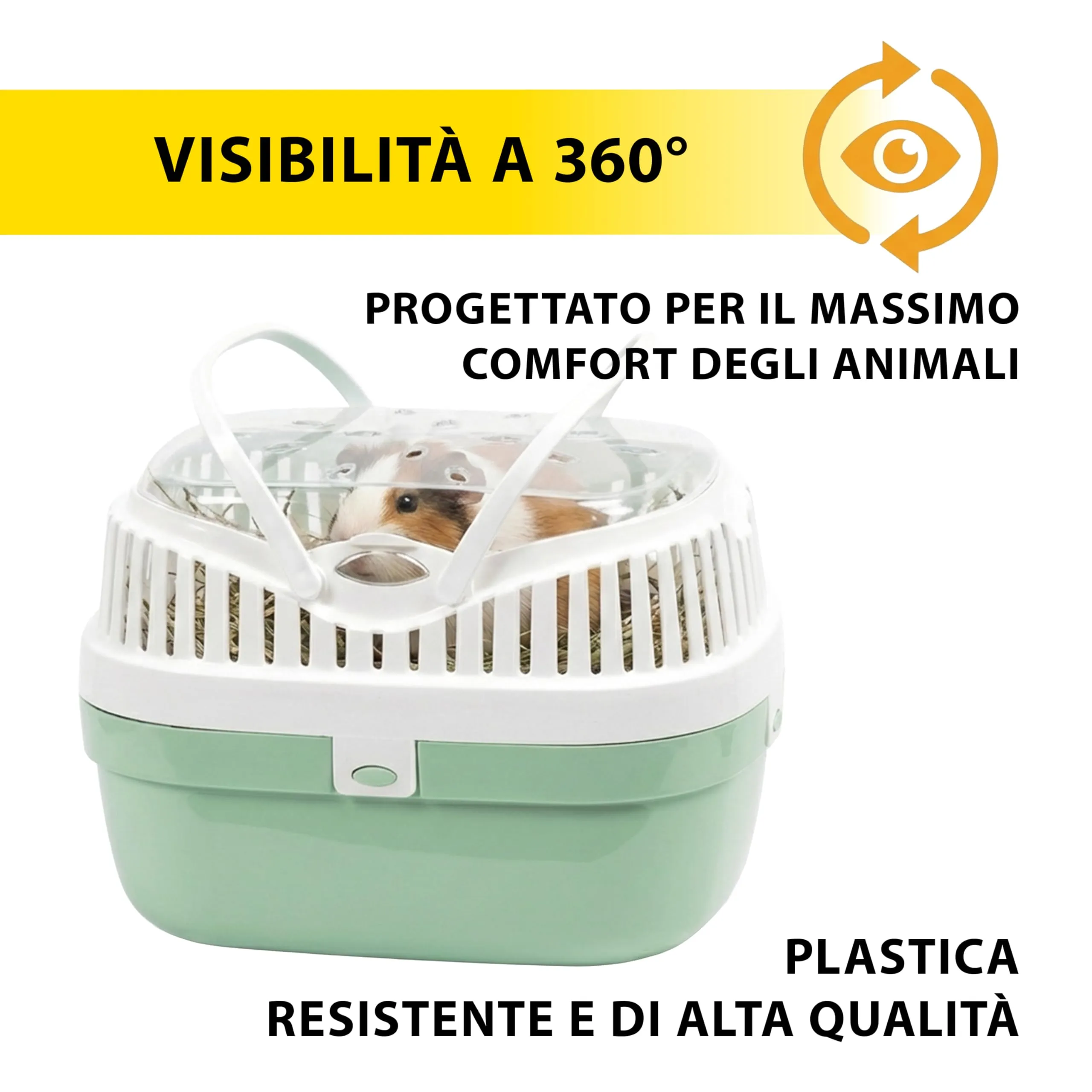 Ferplast Trasportino per porcellini d'india e altri roditori ALADINO MEDIUM Fessure di ventilazione, Comoda maniglia, Chiusura sicura, 30 x 23 x h 21 cm Blu - immagine 6