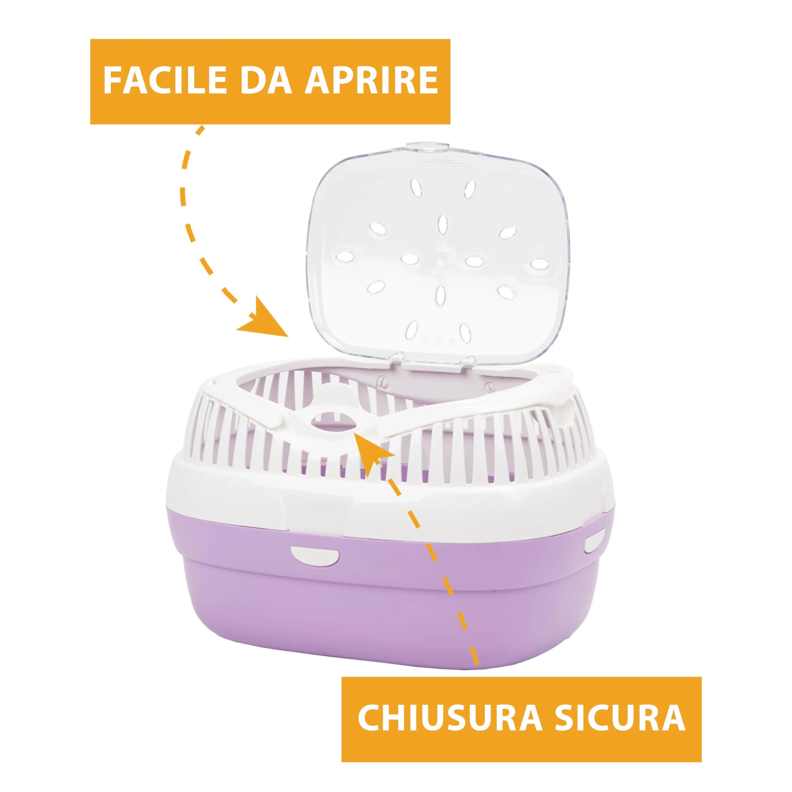 Ferplast Trasportino per conigli, porcellini d'india e ratti ALADINO LARGE Fessure di ventilazione, Comoda maniglia, Chiusura sicura, 36 x 26 x h 23 cm, Fucsia - immagine 4