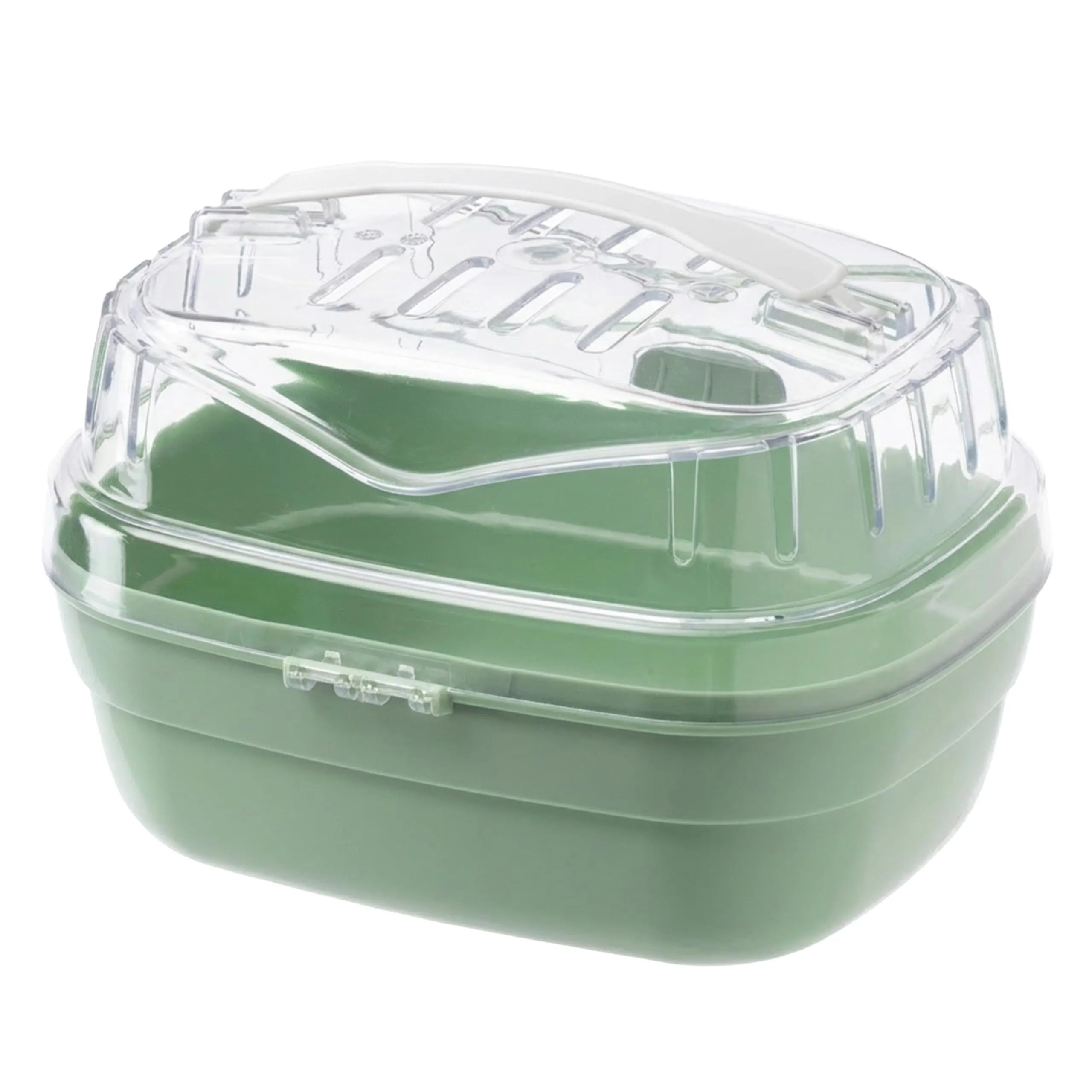 Ferplast Trasportino per criceti e altri piccoli roditori ALADINO SMALL Fessure di ventilazione, Comoda maniglia, Chiusura sicura, 20 x 16 x h 13,5 cm Verde - immagine 8
