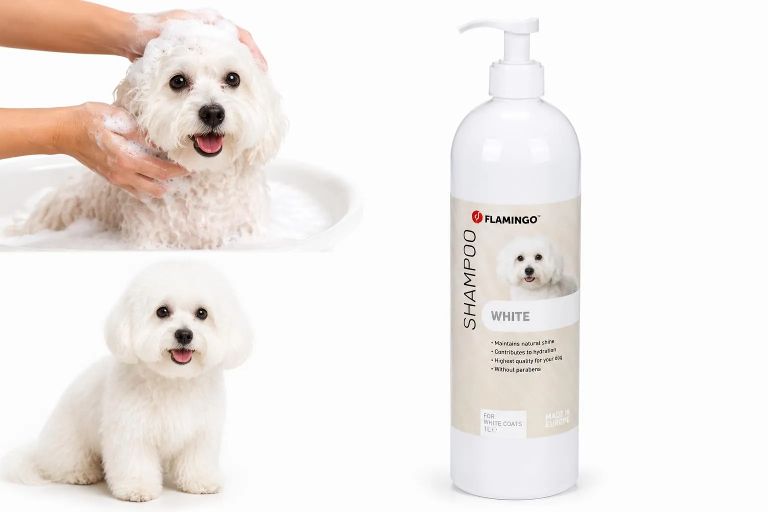 Flamingo Shampoo 1L Pelo Bianco - immagine 1