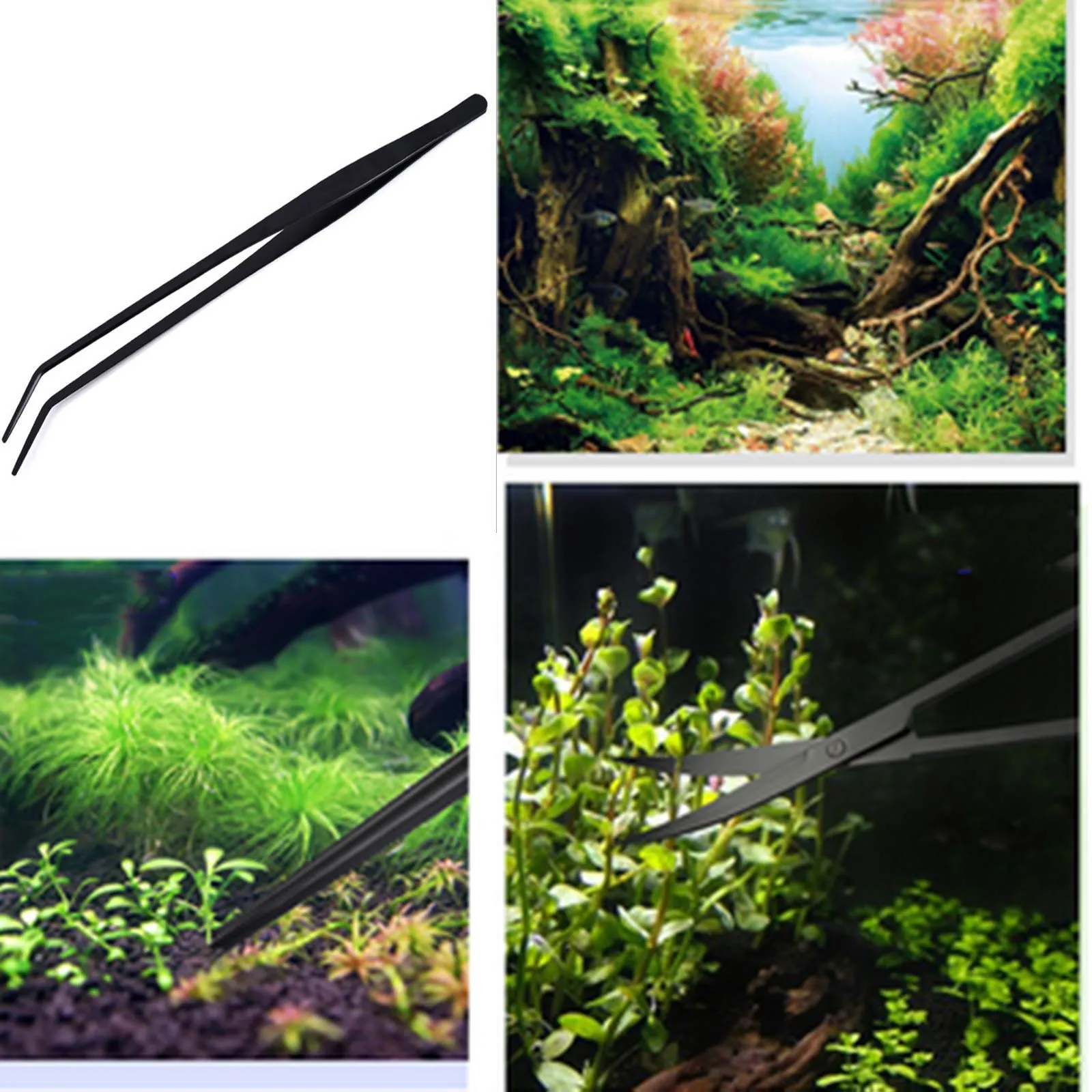 Pinzette curve per acquario, 38,1 cm, in acciaio inossidabile, con rivestimento anti-carbonizzazione e carbonizzazione, antiruggine e rettili lunghi, per piante acquatiche, ragni, serpenti e - immagine 3