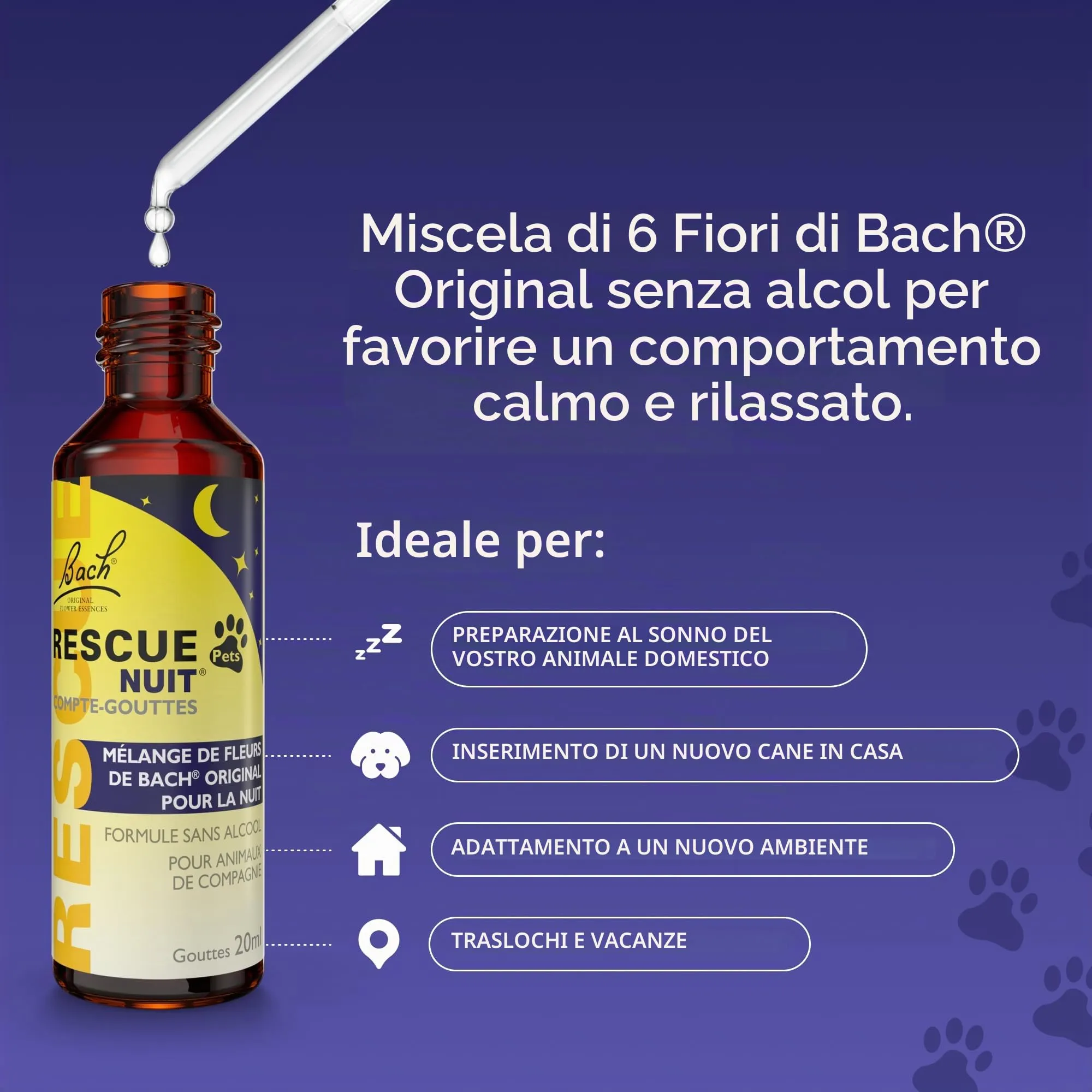 RESCUE NOIT PETS - Contagocce - Serenità per animali, ideale da viaggio, toelettatura, rumore, vegano e senza alcool, 20 ml - immagine 4