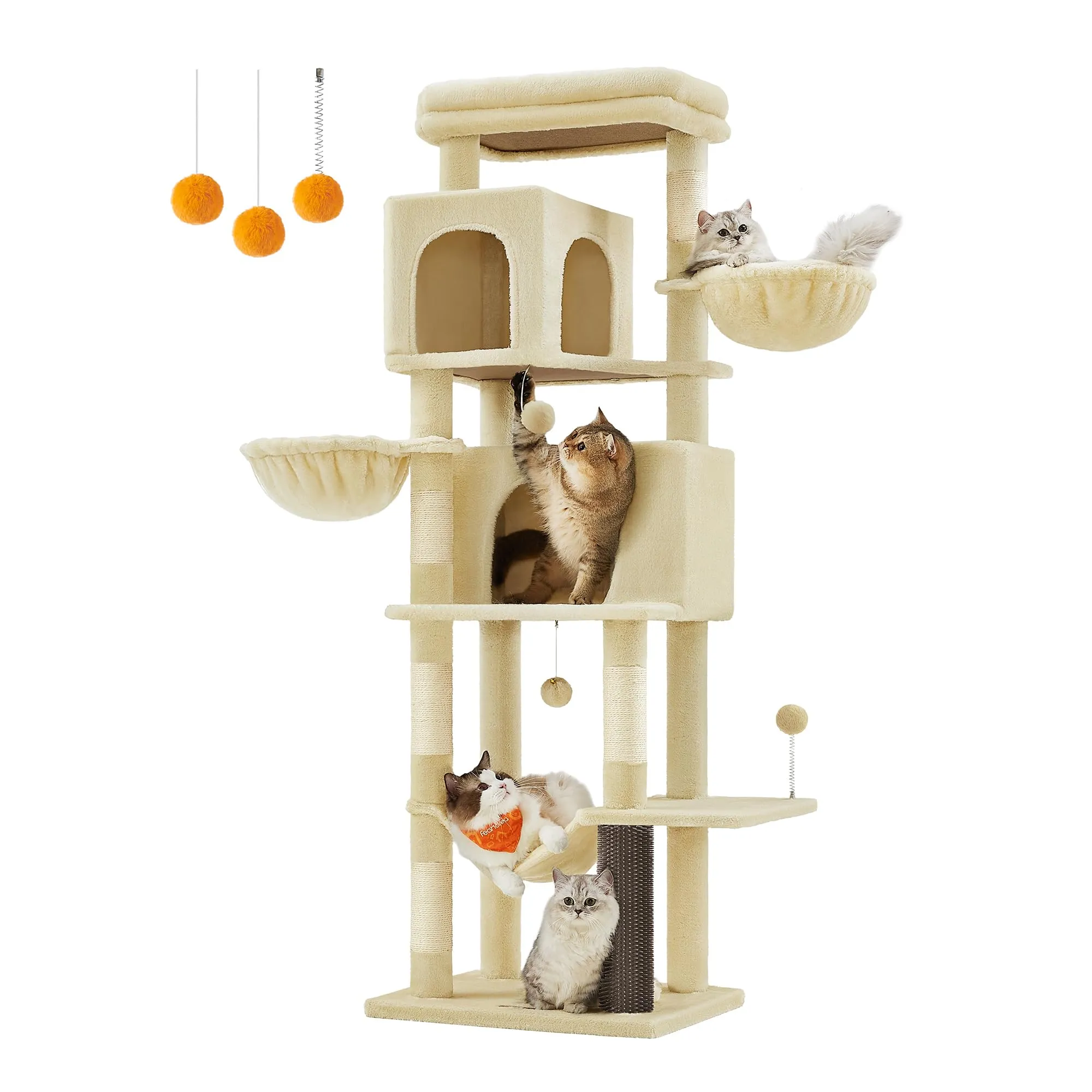 Feandrea Albero per Gatti, Torre Tiragraffi Alto 174 cm, Multilivelli - immagine 1
