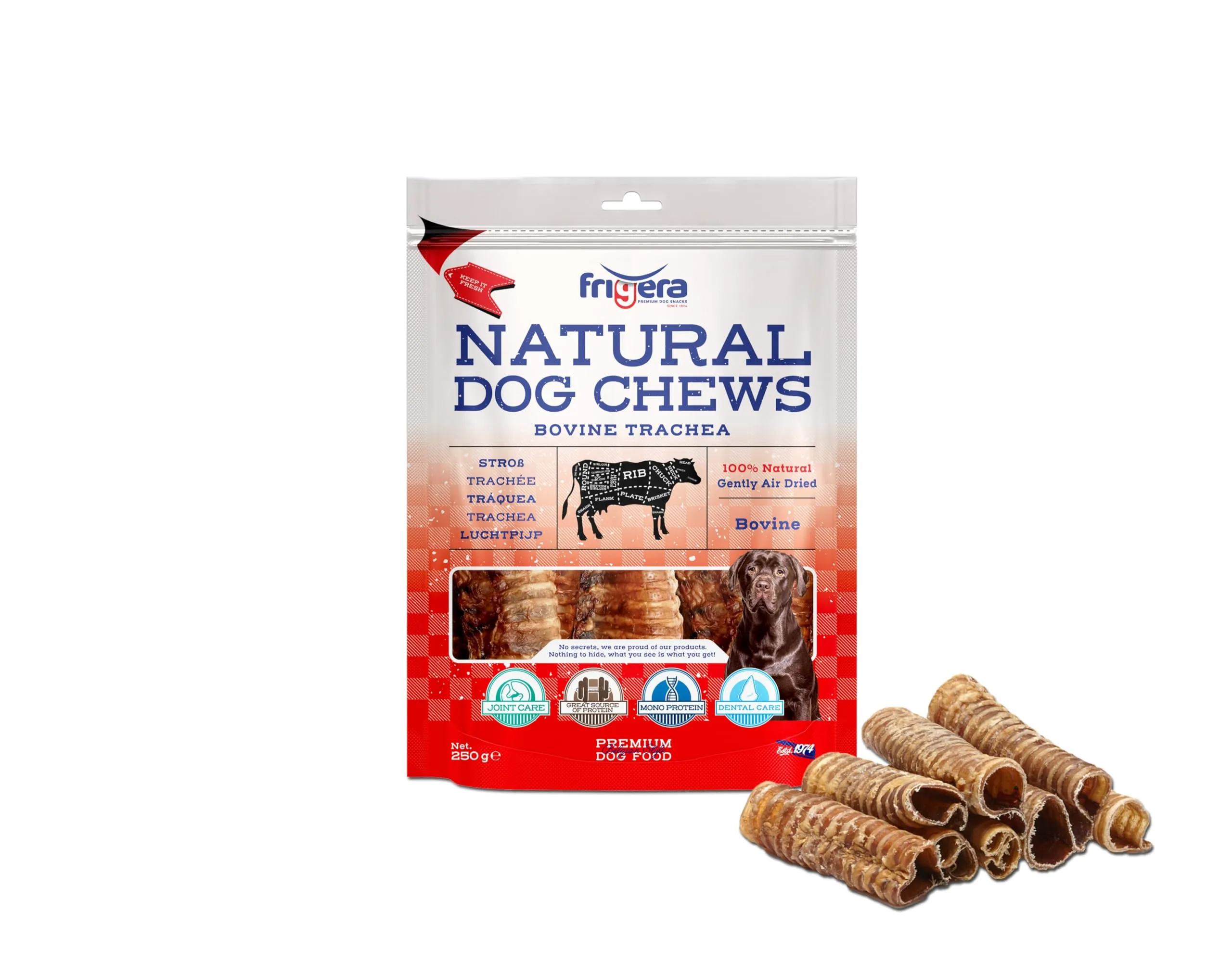Frigera Stroß 250 g – manzo, naturale, ricco di proteine, per cani, senza glutine e cereali, snack per cani di alta qualità senza additivi - immagine 1