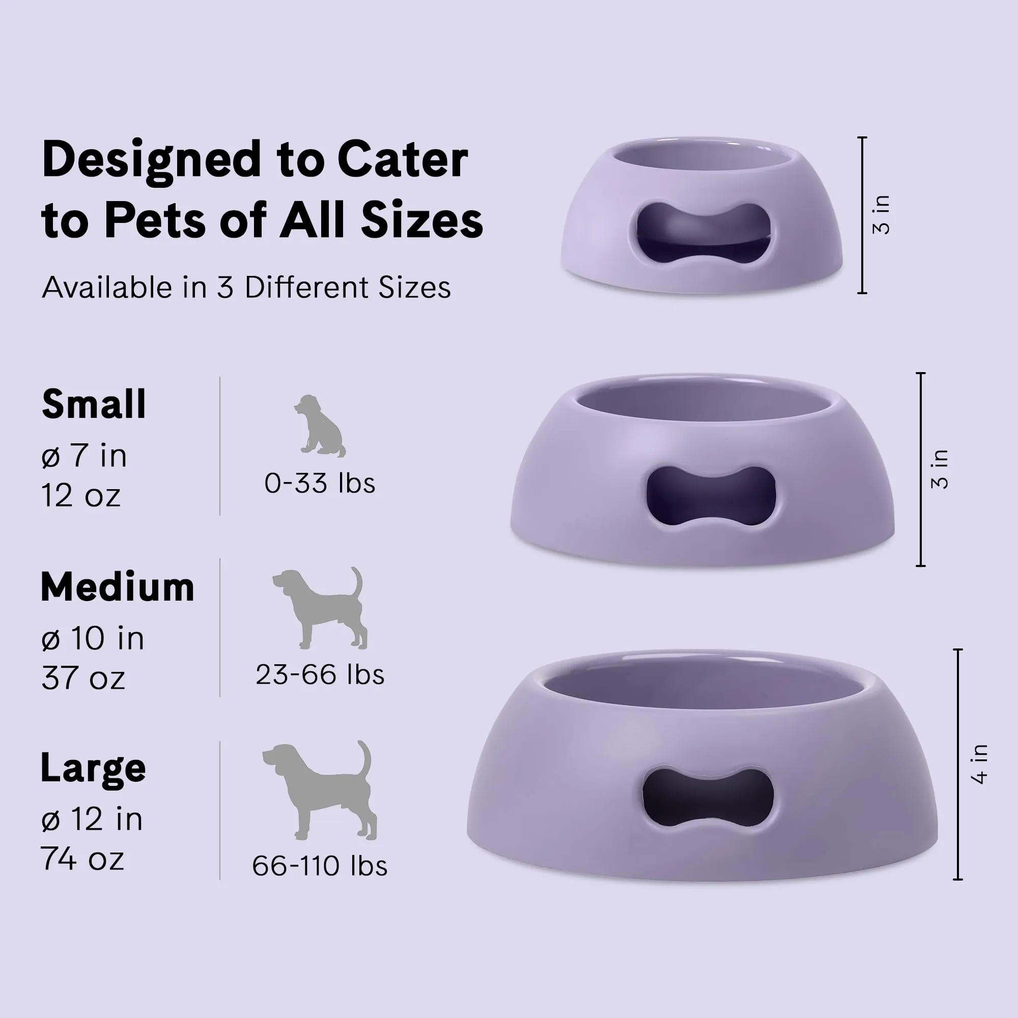 United Pets Pappy Ciotola Grande per Cani, Eco-Friendly, di Design, Made in Italy, Lilla, Capacità 2200ml - immagine 3