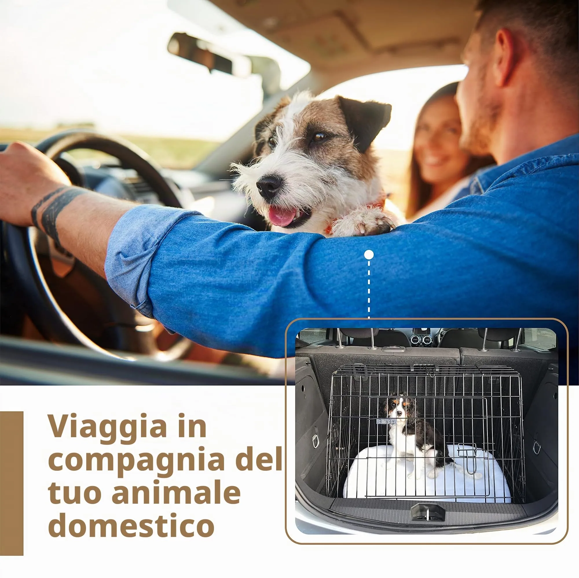 Ellie-Bo, trasportino per Cani con Gabbia Pieghevole, 2 Porte, con vaschetta in Metallo, Resistente ai morsi, Lunghezza 91,4 cm - immagine 7