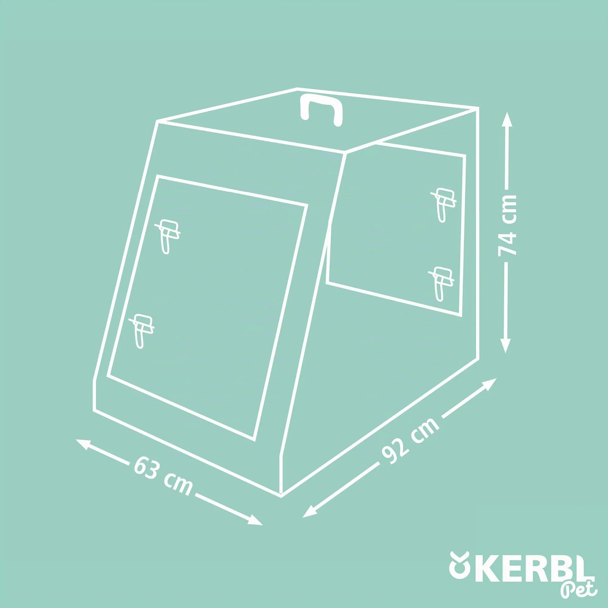 Kerbl Pet Scatola di trasporto in rete metallica, trasportino per cani, nero, 107x74x85 cm, pieghevole, metallo, cani, con due porte, per viaggio o casa - immagine 5