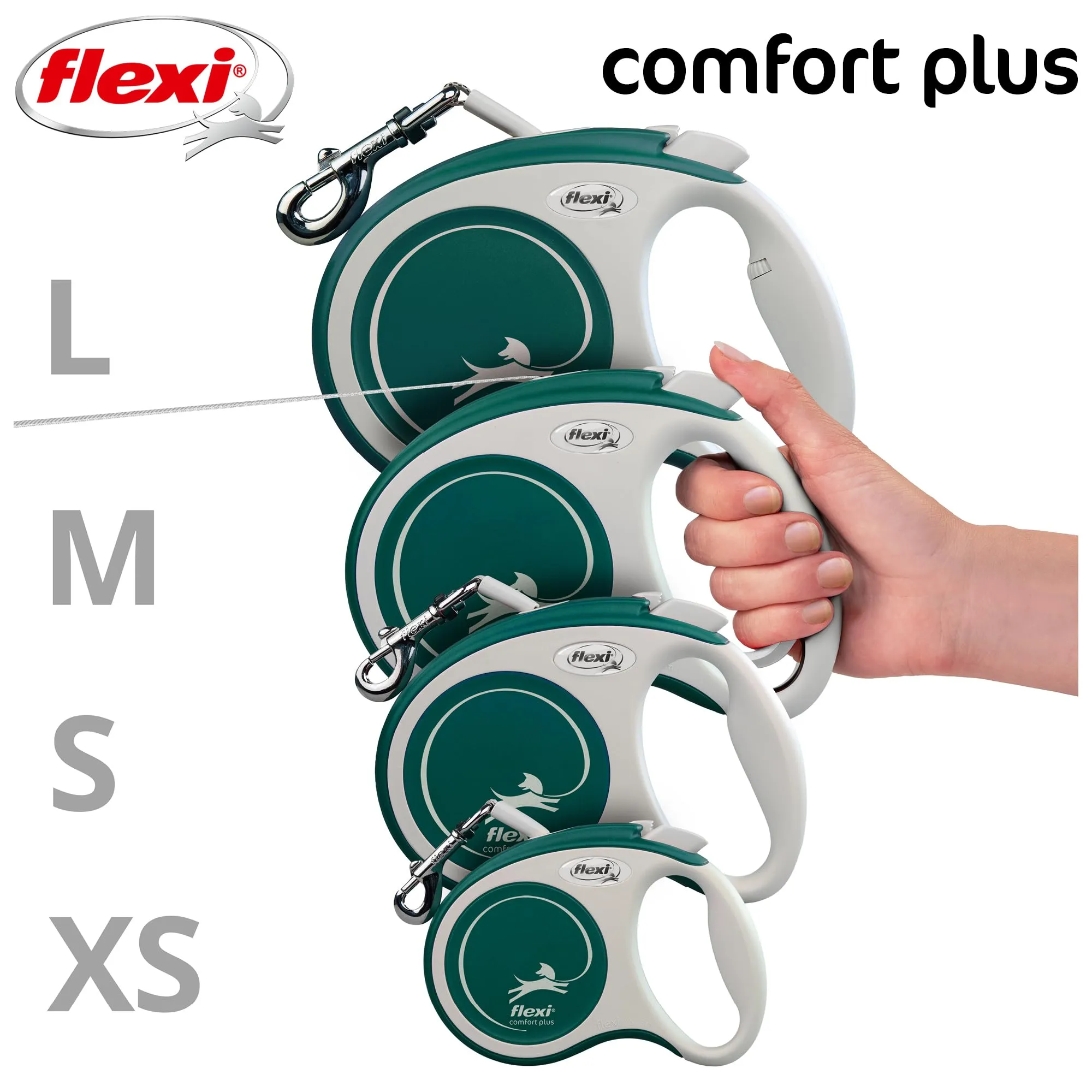 flexi Comfort Plus M Guinzaglio Allungabile 5 m, 25 kg, Verde - immagine 6
