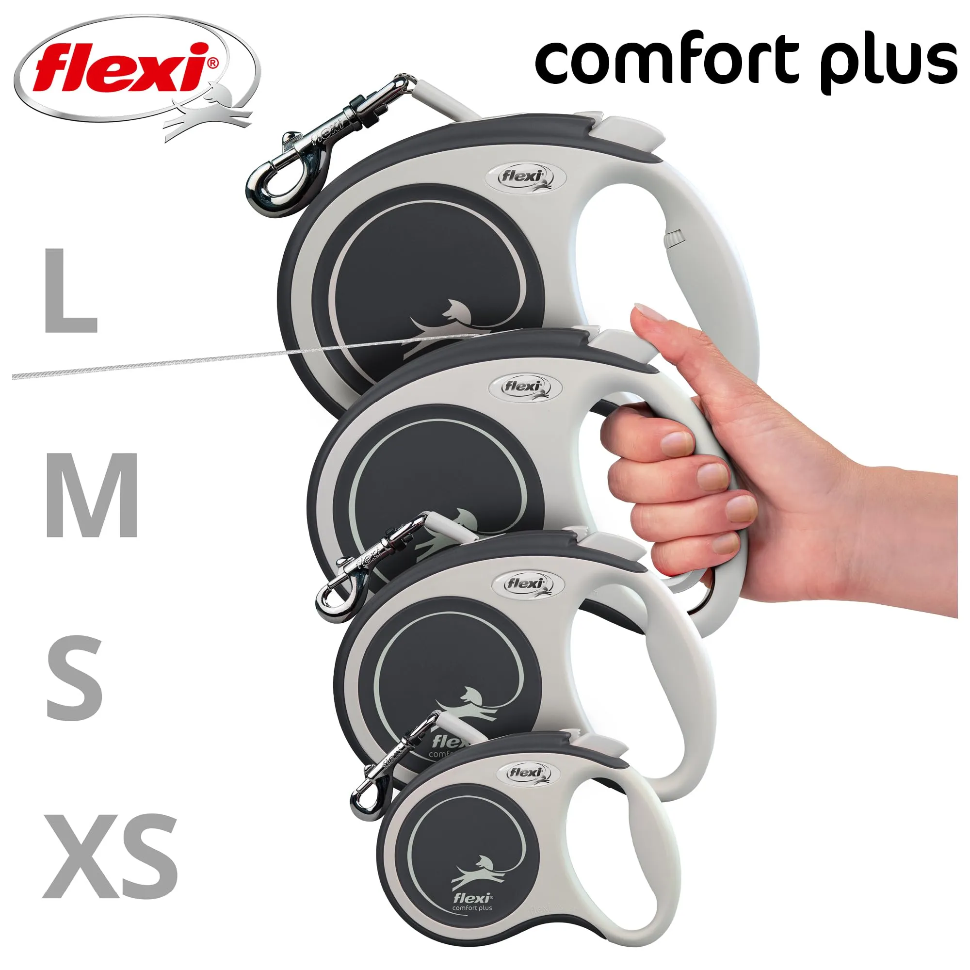 flexi Comfort Plus M Guinzaglio Allungabile 5 m, 25 kg, Antracite - immagine 6