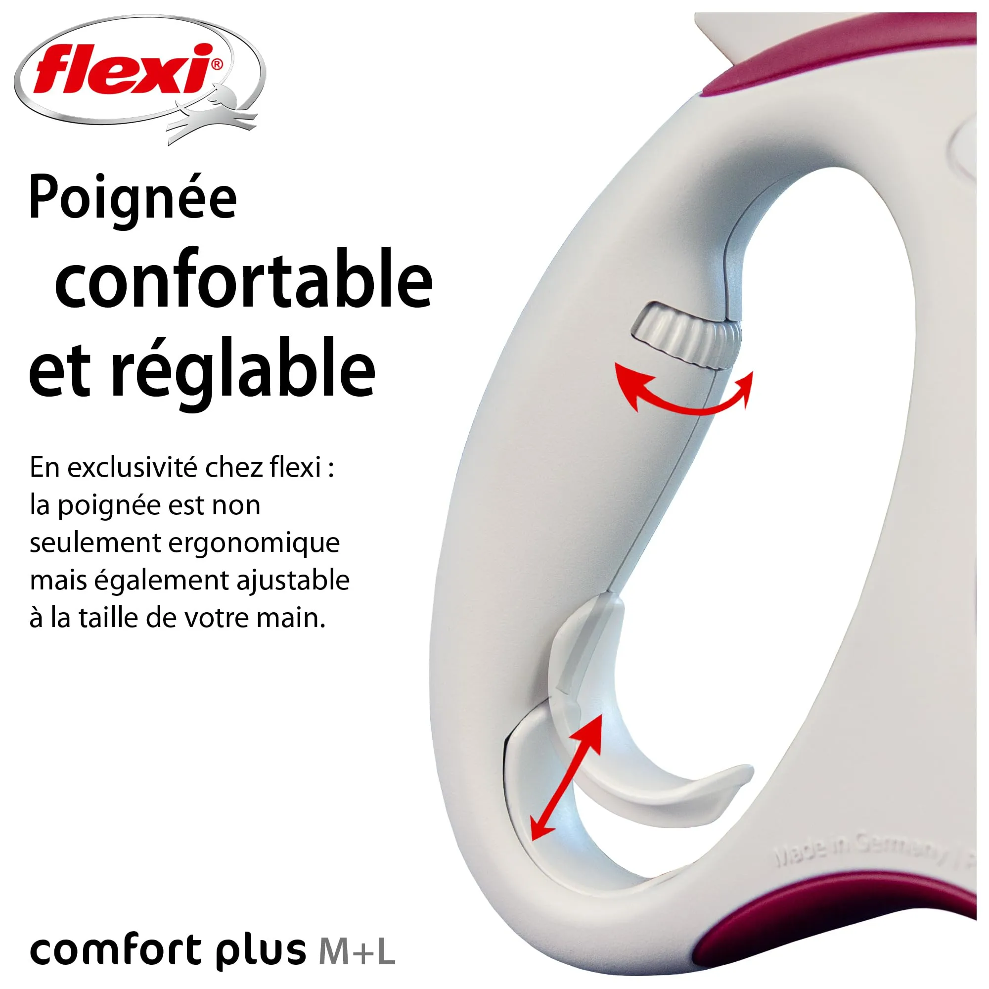 flexi Comfort Plus M Guinzaglio Allungabile 5 m, 25 kg, Rosso - immagine 4