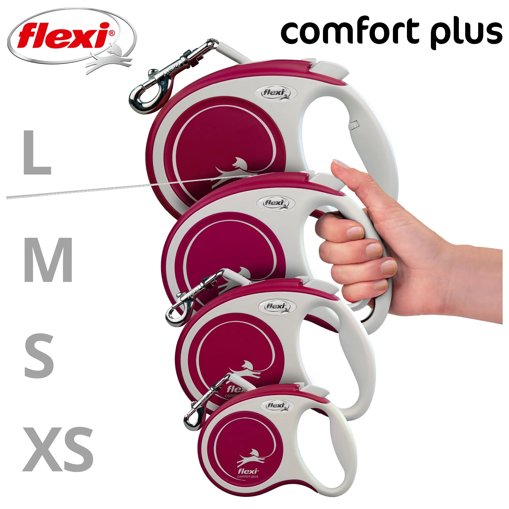 flexi Comfort Plus M Guinzaglio Allungabile 5 m, 25 kg, Rosso - immagine 6