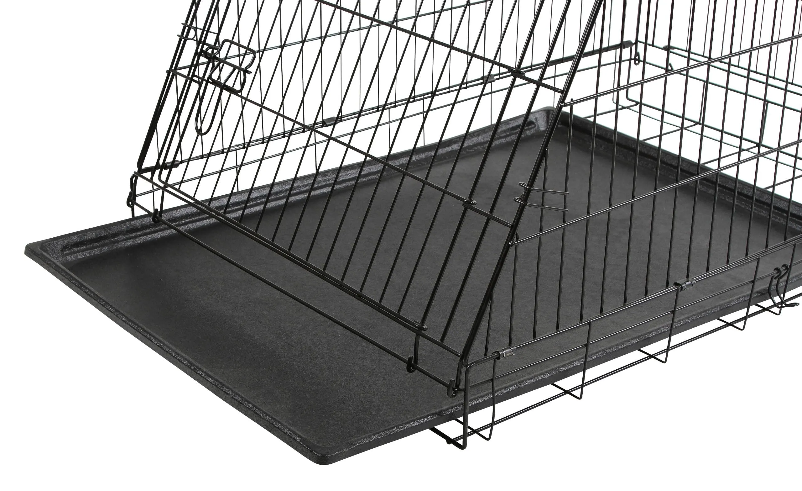 Kerbl Pet Scatola di trasporto in rete metallica, trasportino per cani, nero, 75x52x61 cm, pieghevole, metallo, cani, con due porte, per viaggio o casa - immagine 3