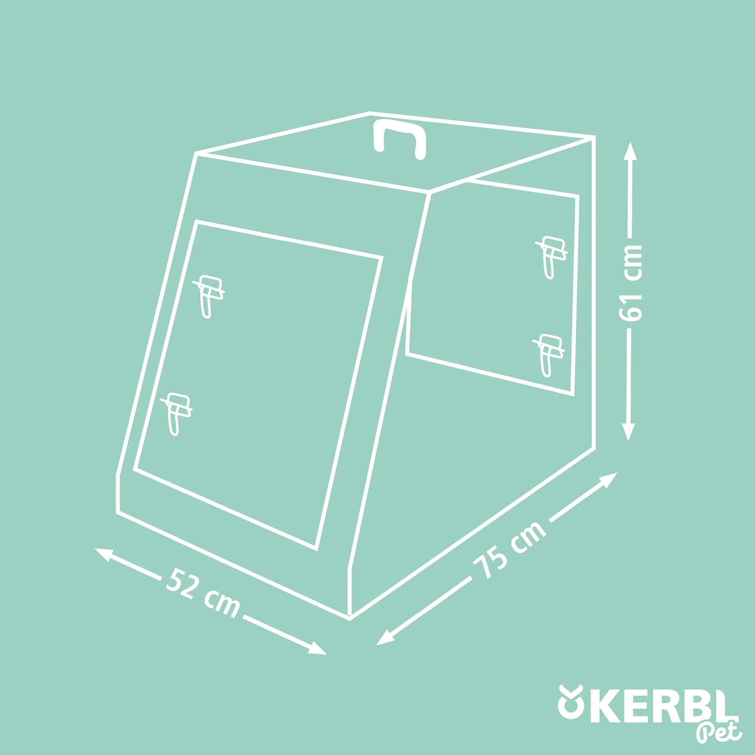 Kerbl Pet Scatola di trasporto in rete metallica, trasportino per cani, nero, 75x52x61 cm, pieghevole, metallo, cani, con due porte, per viaggio o casa - immagine 5