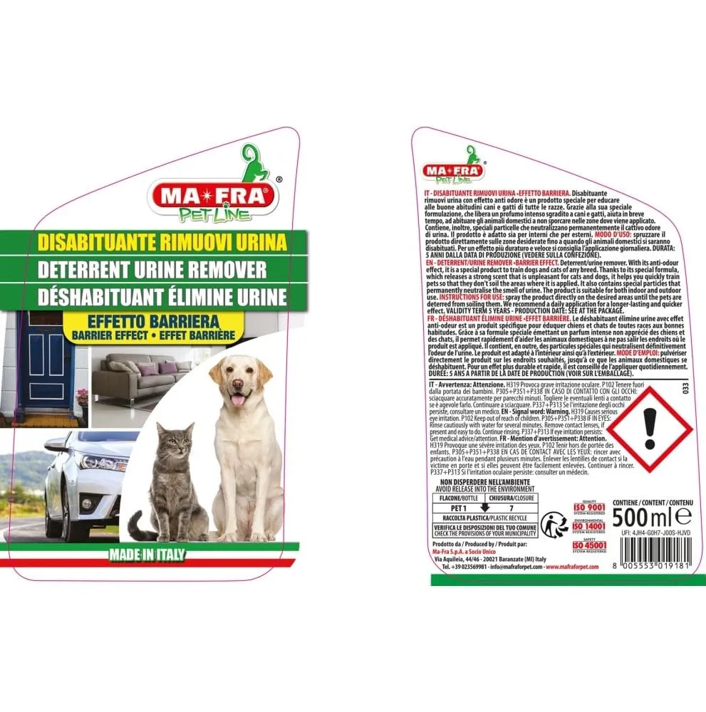 MAFRA, Rimuovi Urina, Elimina Macchie di Urina, Rigurgiti ed Escrementi, Neutralizza Cattivi Odori a Lunga Durata, Facile da Usare, Ideale per Auto, Casa e Letterie, Formato 500ml - immagine 2