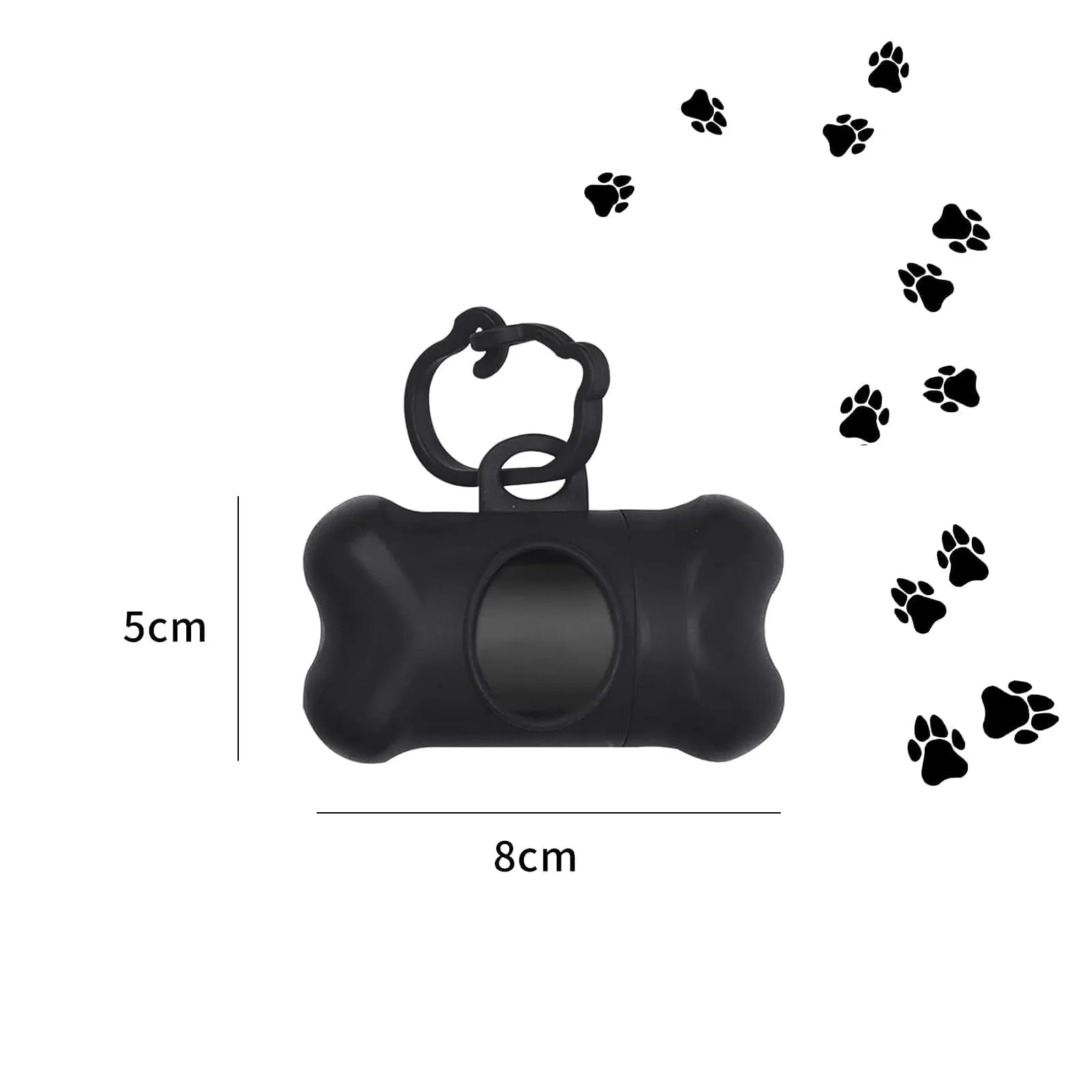 GVSS Distributore di Sacchetti per Cacca di Cane Nero 8 x 5 cm, Sacchetto per Cacca di Cane a Forma di Osso con 1 Rotolo di Sacchetti per Cane, Supporto per Sacchetti per Cacca di Cane - immagine 2