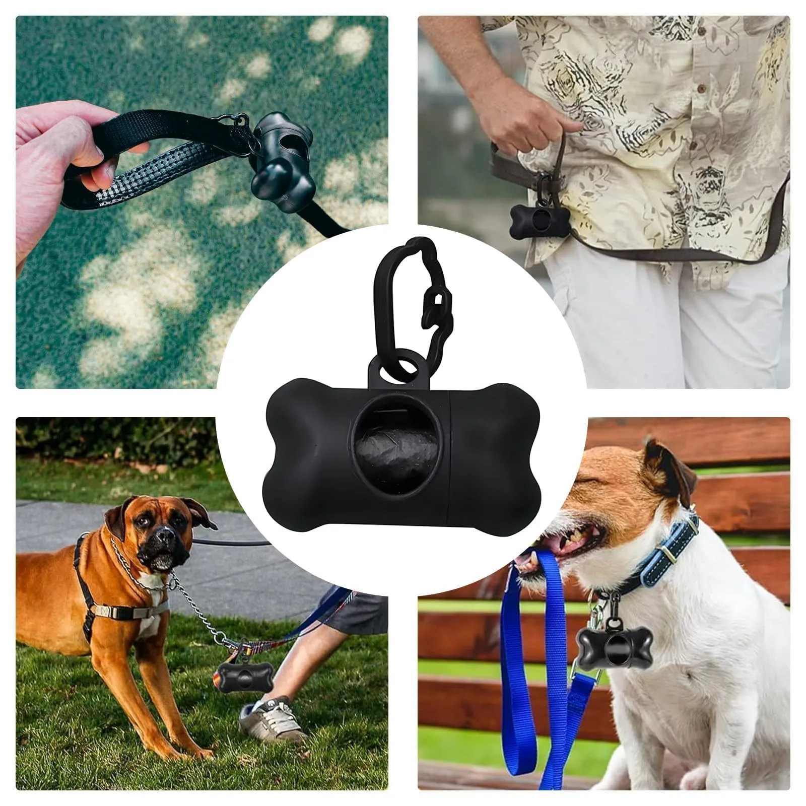 GVSS Distributore di Sacchetti per Cacca di Cane Nero 8 x 5 cm, Sacchetto per Cacca di Cane a Forma di Osso con 1 Rotolo di Sacchetti per Cane, Supporto per Sacchetti per Cacca di Cane - immagine 7