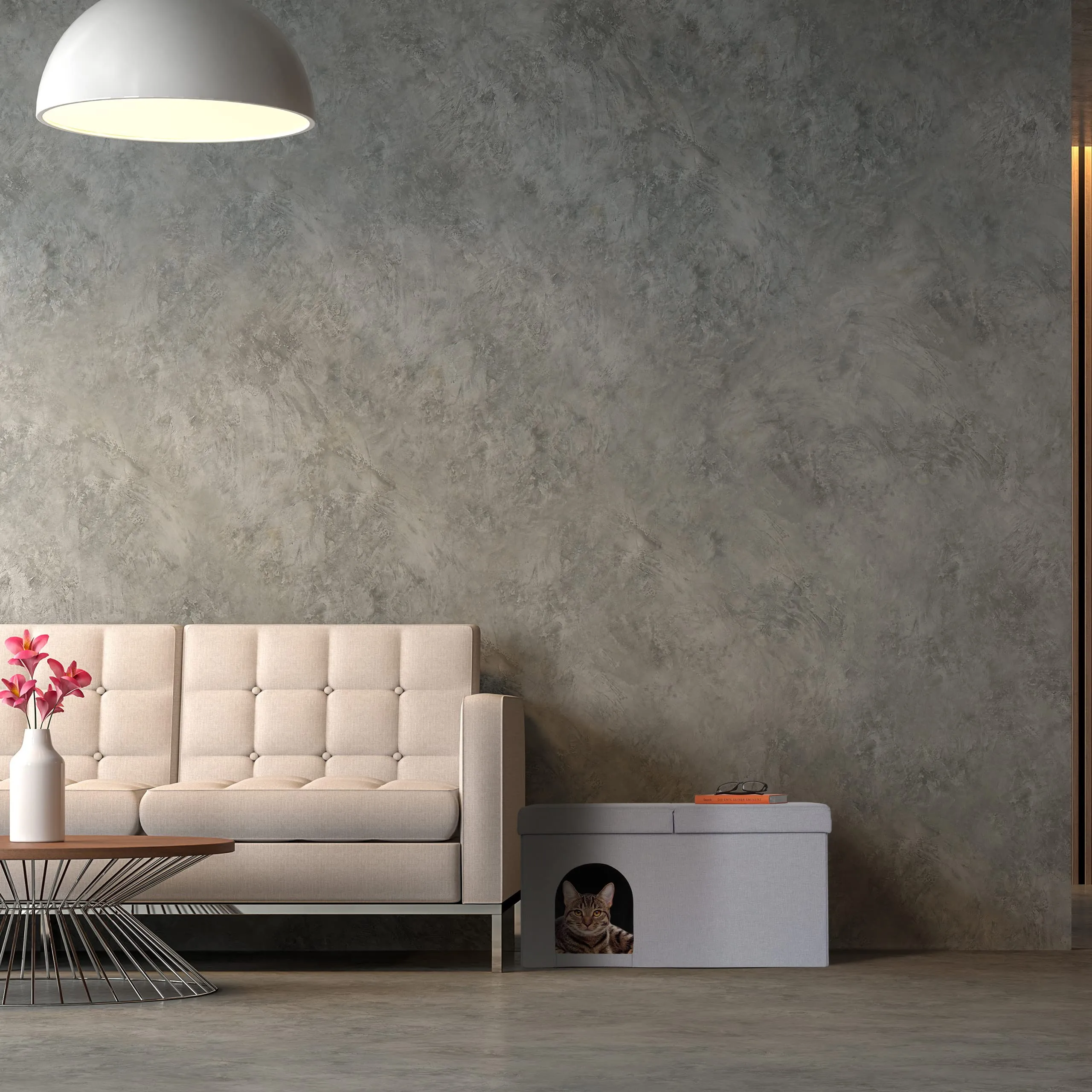Relaxdays Cassapanca con Cuccia per Gatti e Cani Piccoli, Panca con Tana per Animali, HLP 38,5 x 74,5 x 37 cm, Grigio - immagine 5
