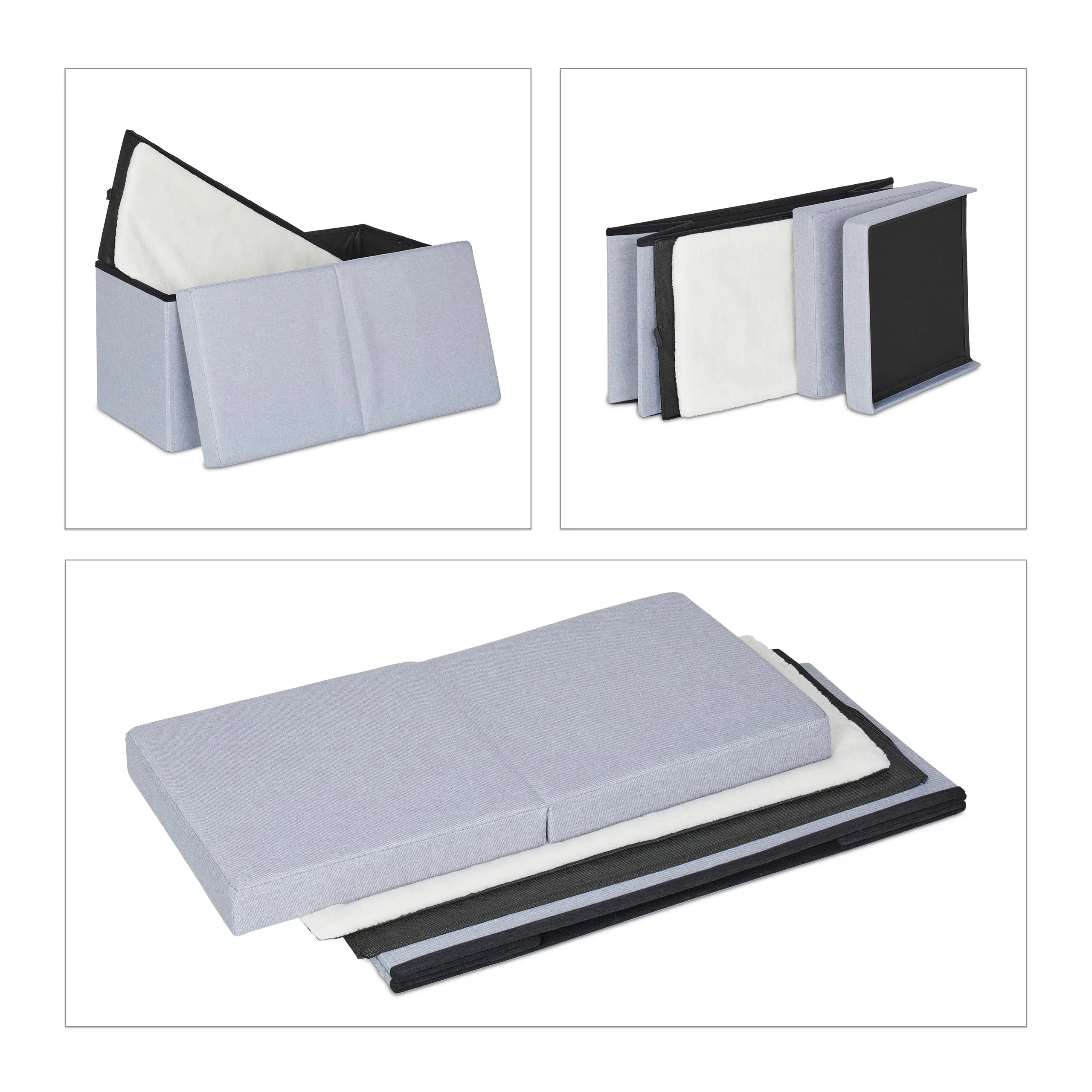 Relaxdays Cassapanca con Cuccia per Gatti e Cani Piccoli, Panca con Tana per Animali, HLP 38,5 x 74,5 x 37 cm, Grigio - immagine 7
