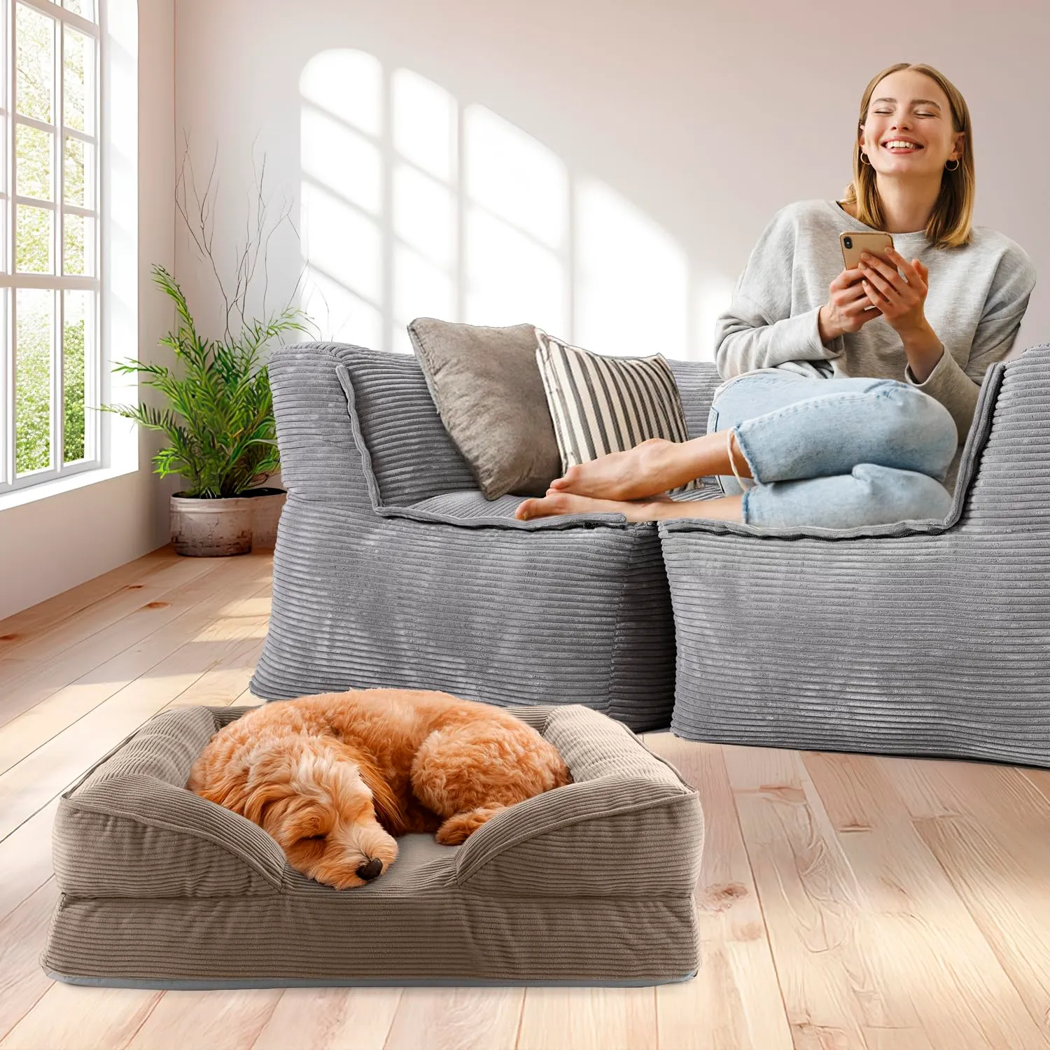 Lumaland Cuccia ortopedica per cani di piccola taglia, con fondo antiscivolo, imbottitura e fodera lavabile - immagine 2