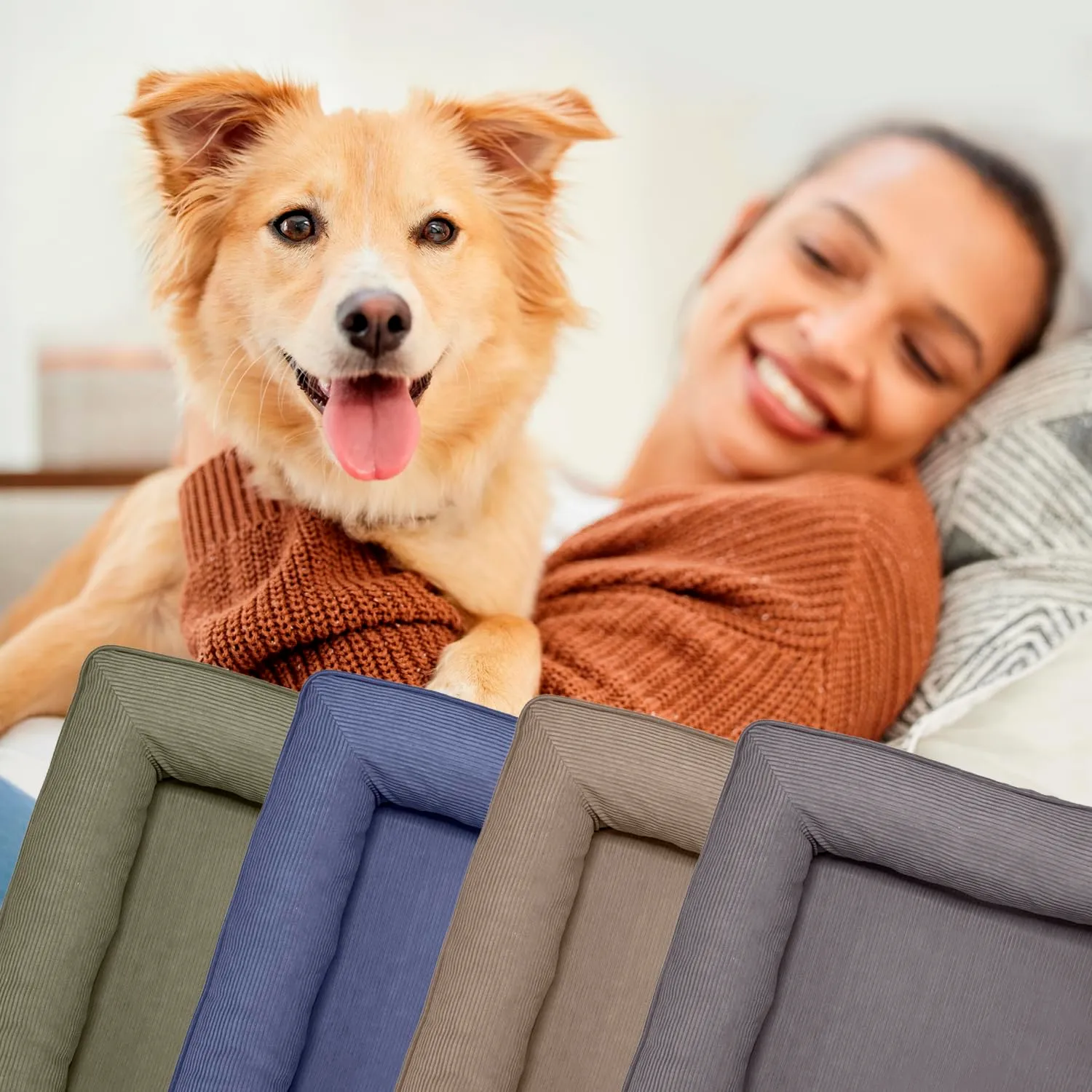 Lumaland Cuccia ortopedica per cani in corda, divano ergonomico 110 x 75 cm, con fondo antiscivolo, imbottitura e fodera lavabile - immagine 5