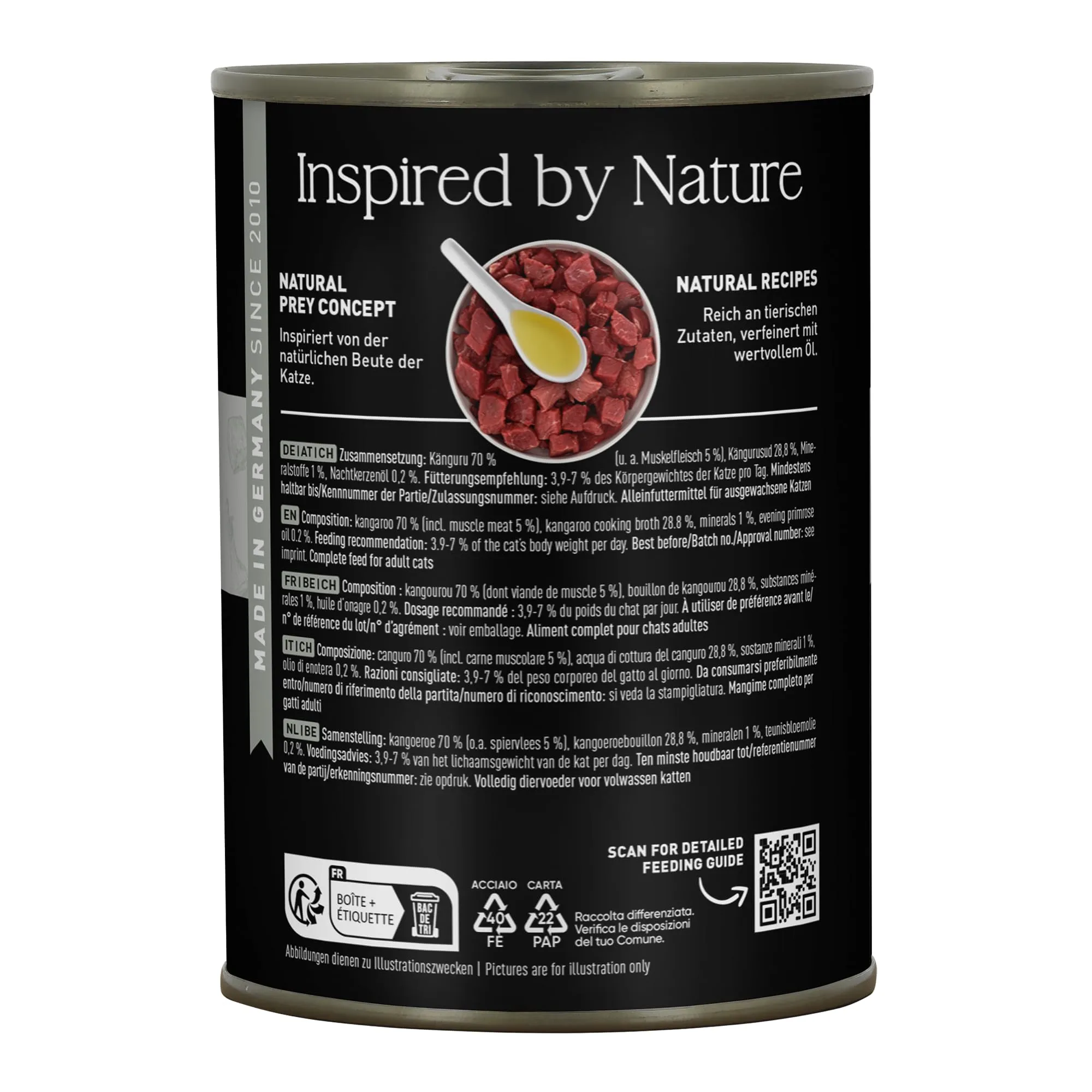 catz finefood Purrrrr Canguro Monoprotein cibo umido per gatti N° 107, per gatti sensibili alla nutrizione, 70% carne, 6 barattoli da 400 g - immagine 3