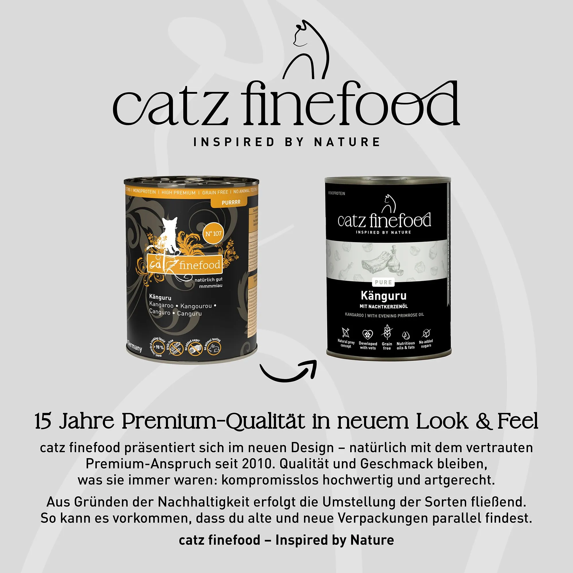 catz finefood Purrrrr Canguro Monoprotein cibo umido per gatti N° 107, per gatti sensibili alla nutrizione, 70% carne, 6 barattoli da 400 g - immagine 4