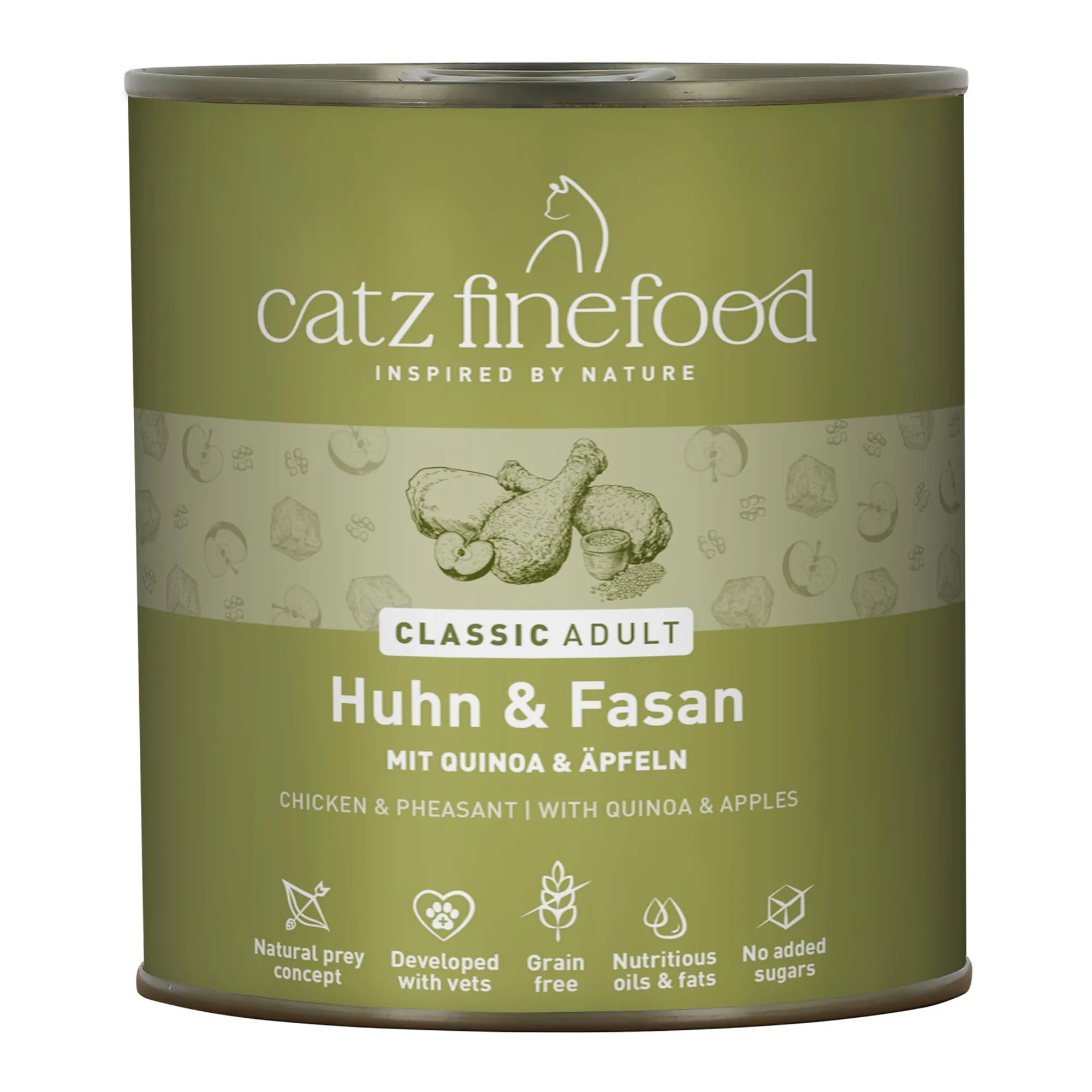 catz finefood Classic N° 15 - Cibo umido per gatti e fagiani, senza zucchero e cereali, senza glutine, con elevata percentuale di carne, prodotto in Germania (6 barattoli da 800 g) - immagine 1