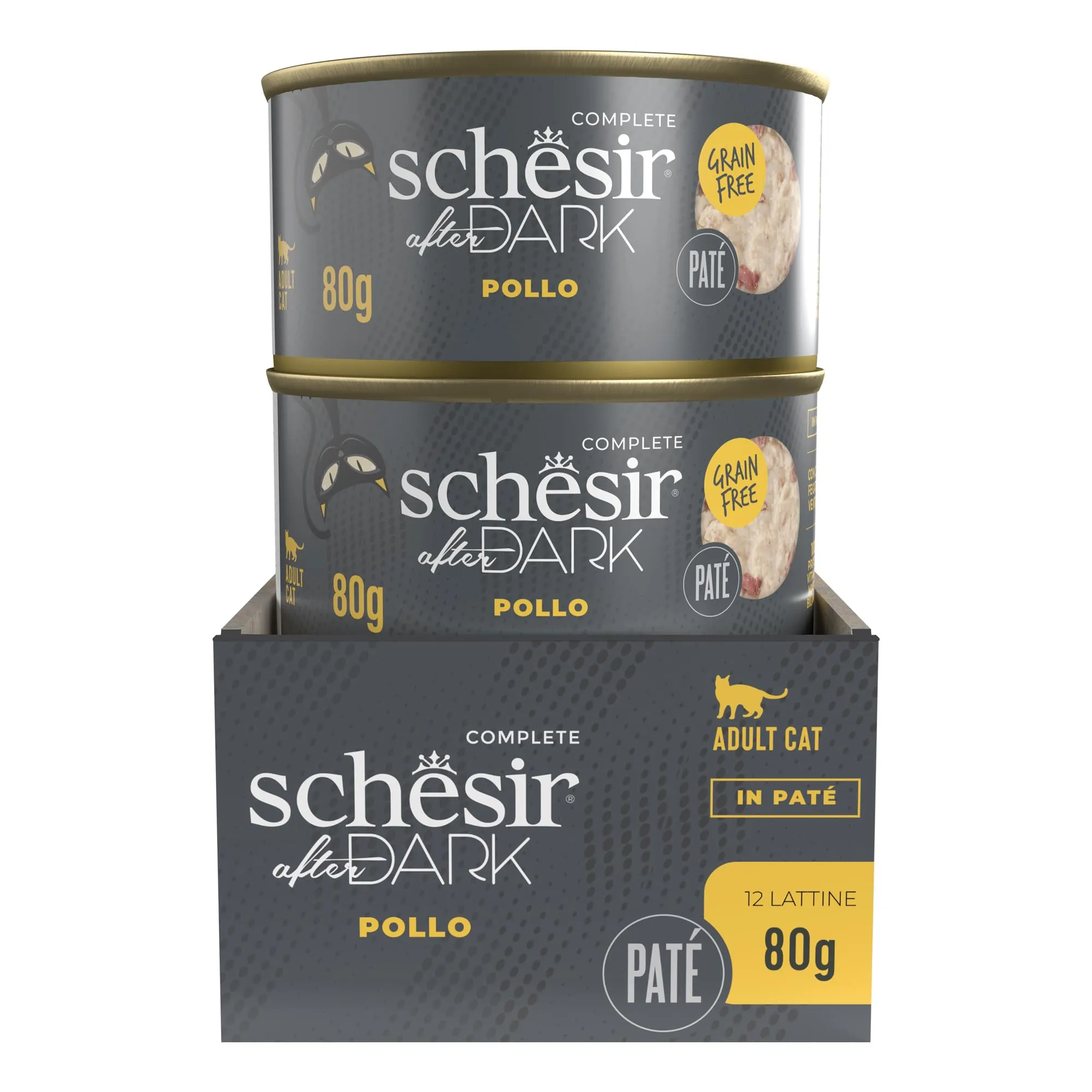 Schesir After Dark, Filetti di Pollo in Patè, Alimento Umido Completo per Gatti, in Lattina, Grain Free, Alto Contenuto di Proteine, Fonte di Idratazione, 12 x 80 g - immagine 2