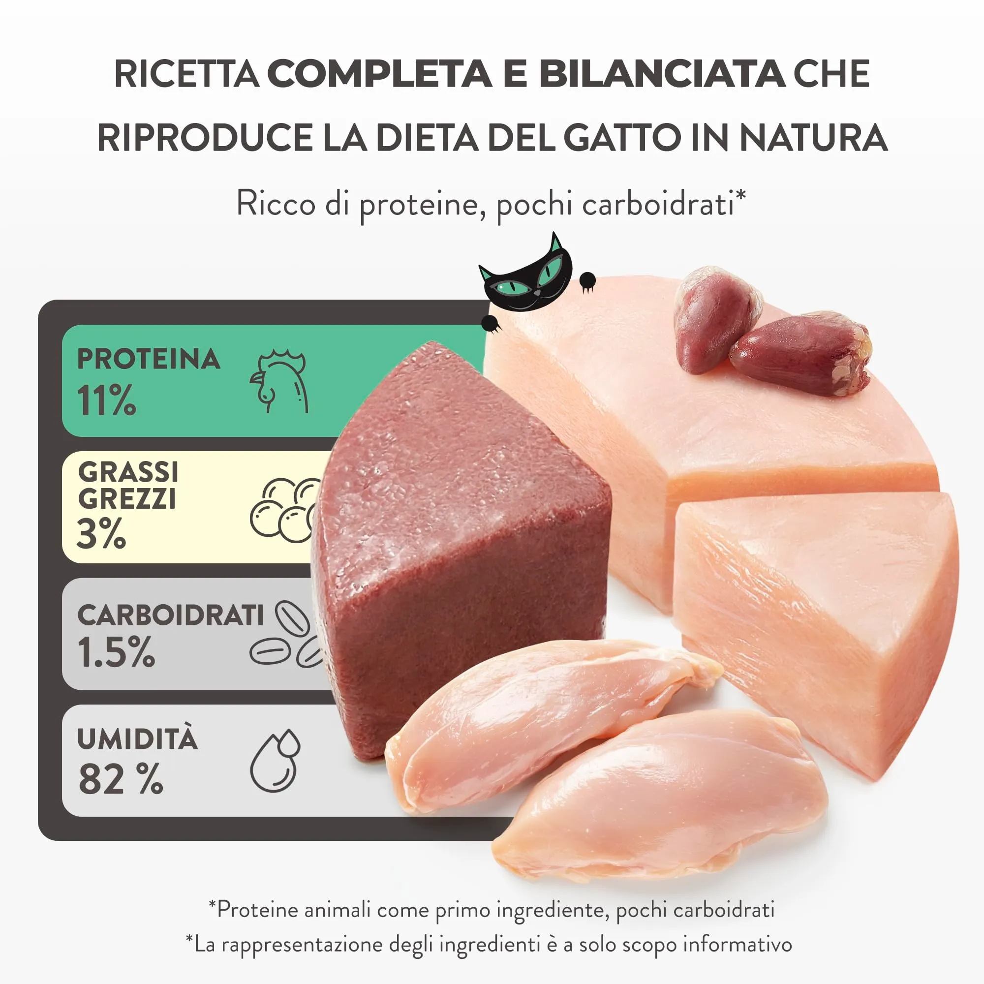 Schesir After Dark, Filetti di Pollo in Patè, Alimento Umido Completo per Gatti, in Lattina, Grain Free, Alto Contenuto di Proteine, Fonte di Idratazione, 12 x 80 g - immagine 6