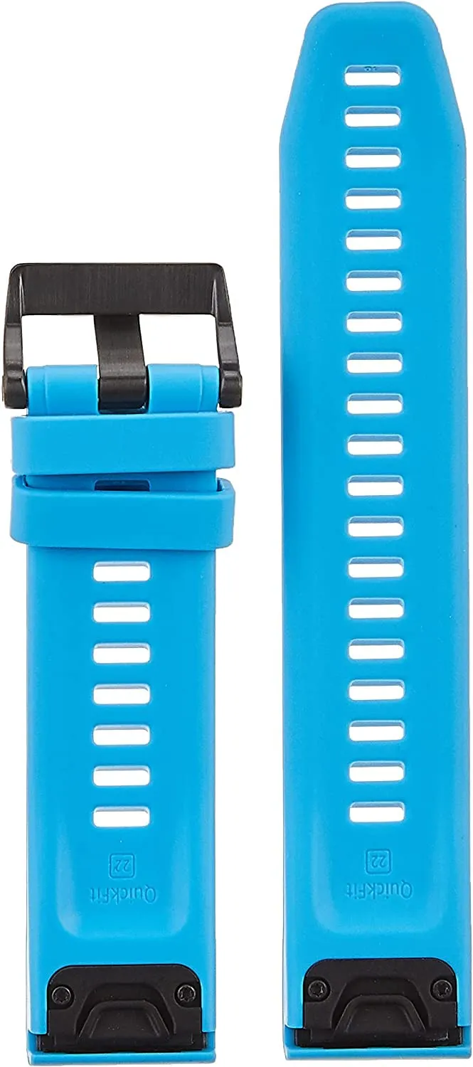 Garmin Cinturino Originale serie fēnix 5, 6, 7, Instinct, Instinct 2, Epix (Gen 2), Forerunner 935, 945, 955, quatix 5, 6, 7 e MARQ, 22mm, QuickFit, Silicone, Cyan Blue - immagine 2