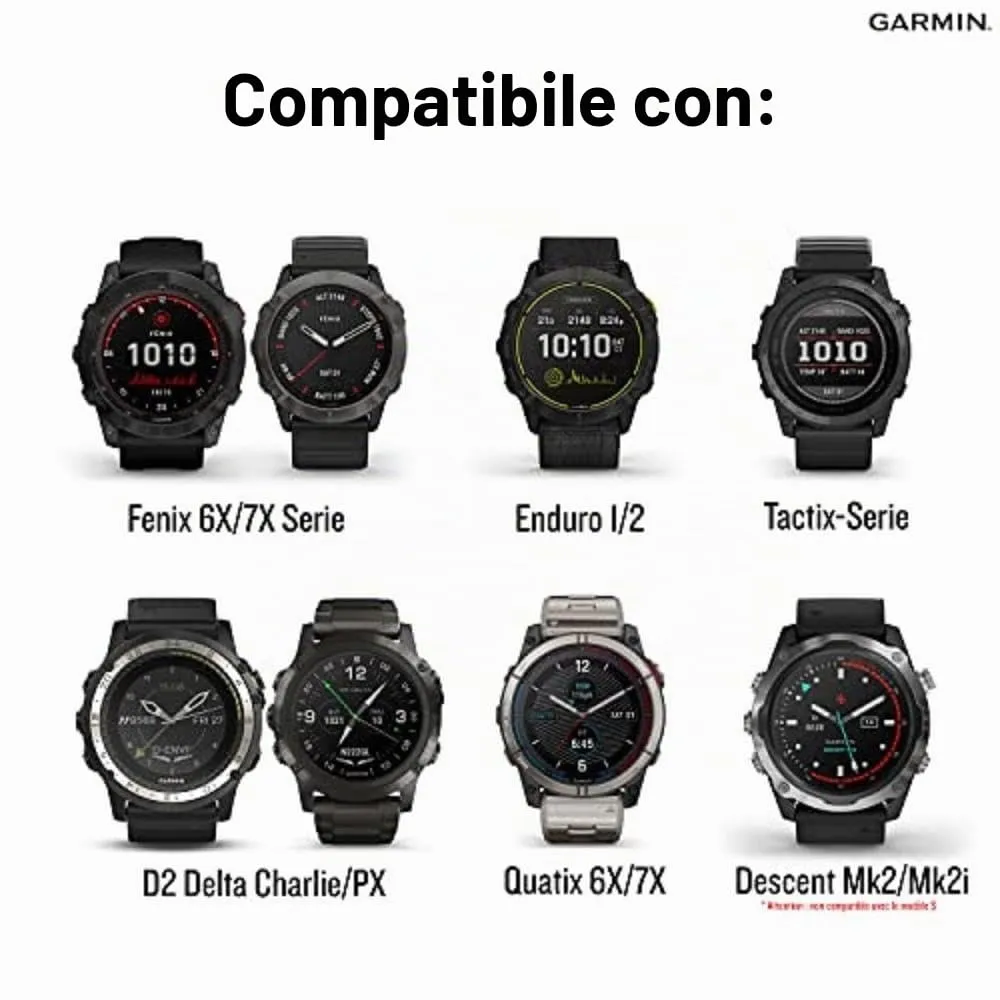 Garmin Cinturino Originale serie fēnix 5X, 6X, 7X, quatix 5X, 6X, 7X, Enduro, Descent Mk1, Mk2 o tactix 7, 26mm, QuickFit, Nylon, Red - immagine 3