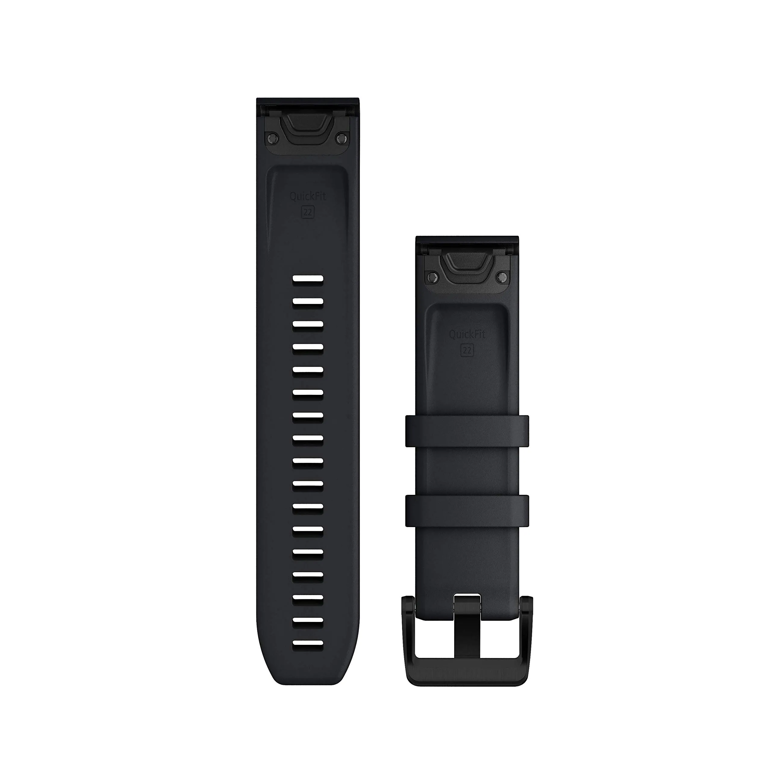 Garmin Cinturino, 22mm, QuickFit, Silicone, Black & Black Stainless Steel - immagine 2