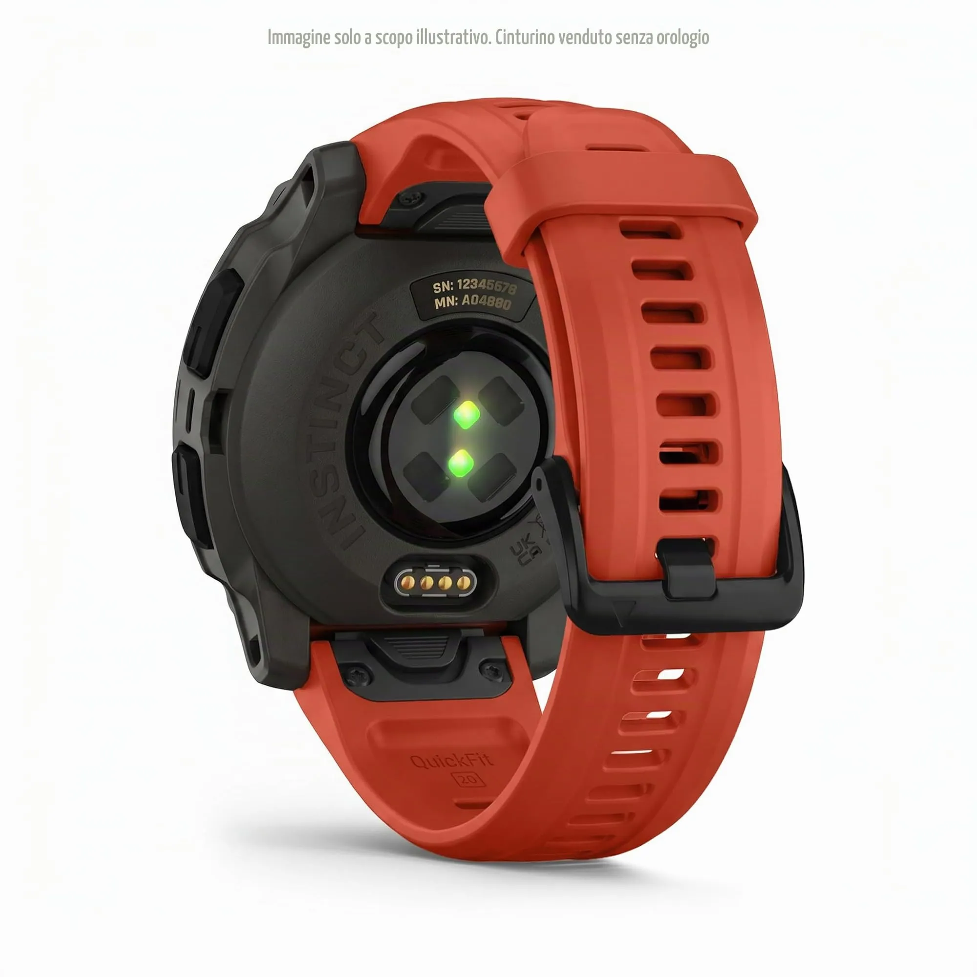 Garmin Cinturino Originale fēnix 5S, 6S, 7S o Instinct 2S, 20mm, QuickFit, Silicone, Flame Red - immagine 5