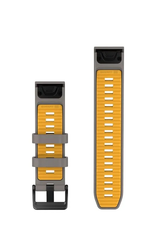 Garmin Cinturino 22mm, Quick Release, Silicone, Silver Grey/DakotaYellow - immagine 2