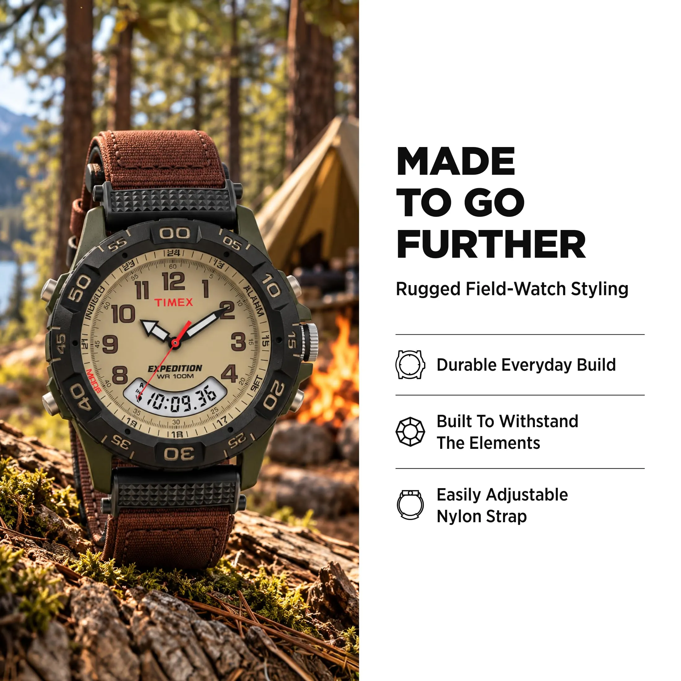 Timex Expedition T45181 - Orologio da uomo al quarzo con cinturino in nylon, 39 mm - immagine 3